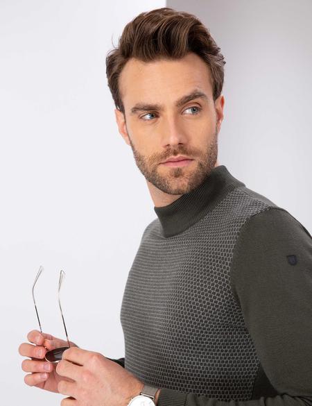 Haki Slim Fit Triko Kazak - 50208710026