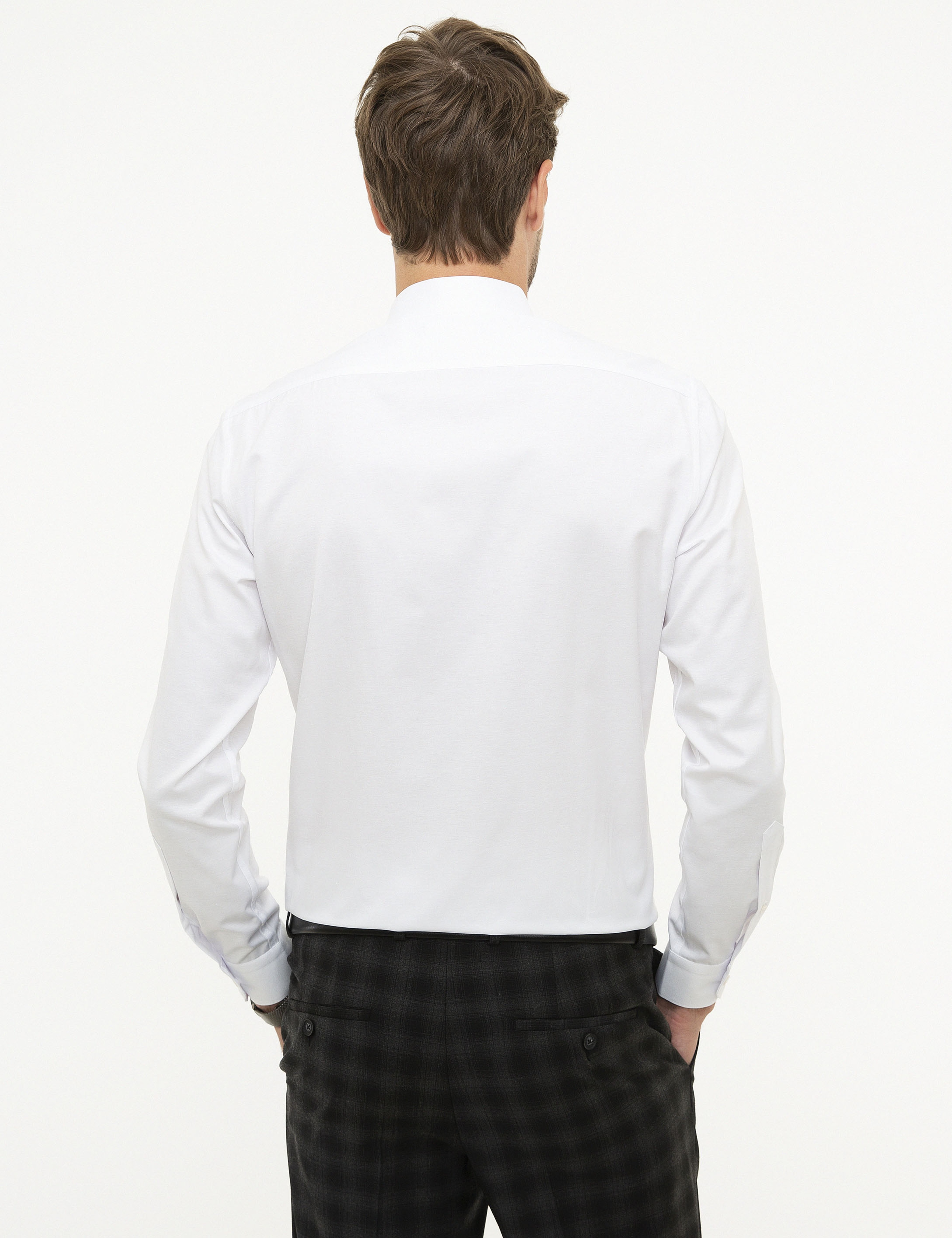 Beyaz Slim Fit Uzun Kollu Klasik Gömlek - Image 3