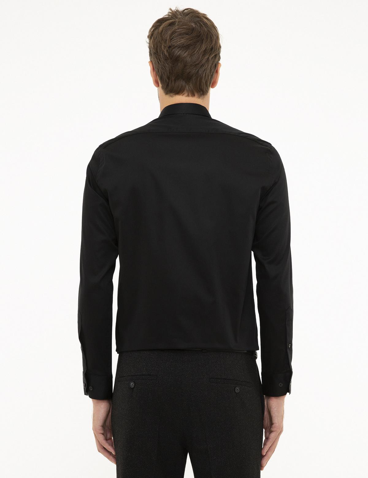 Siyah Slim Fit Uzun Kollu Klasik Gömlek - 50207631014