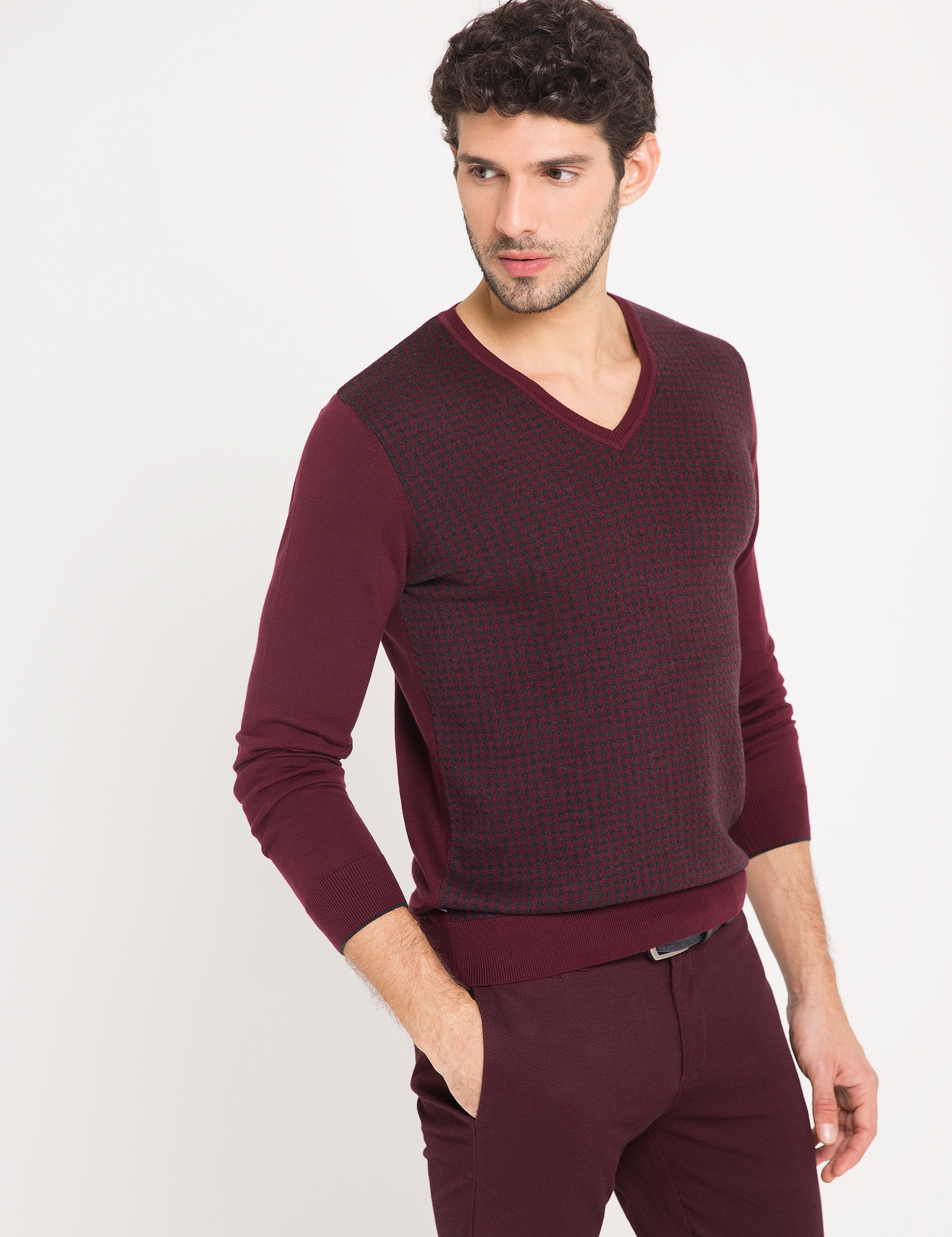 Bordo Slim Fit Triko Kazak - Image 2