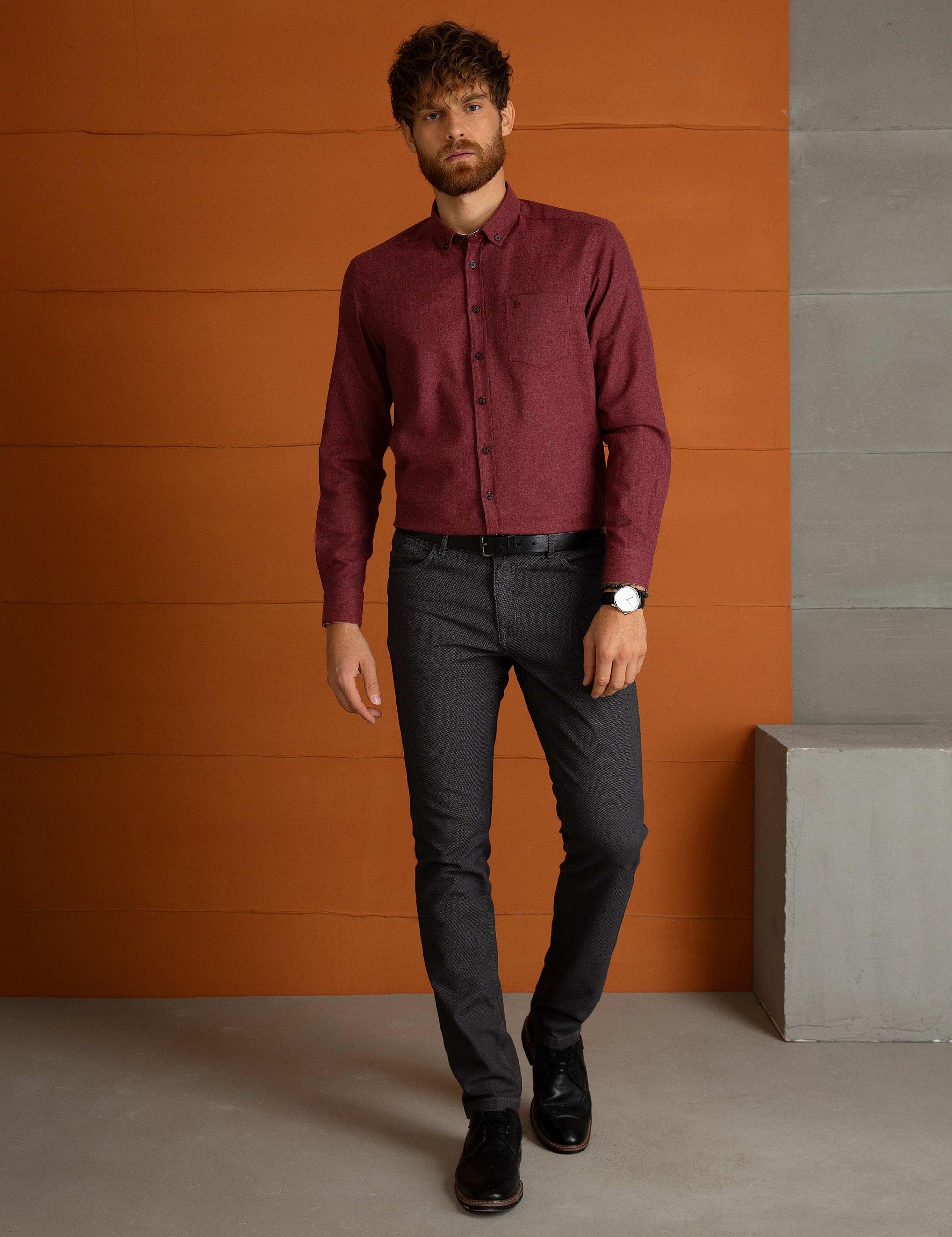 Bordo Regular Fit Gömlek