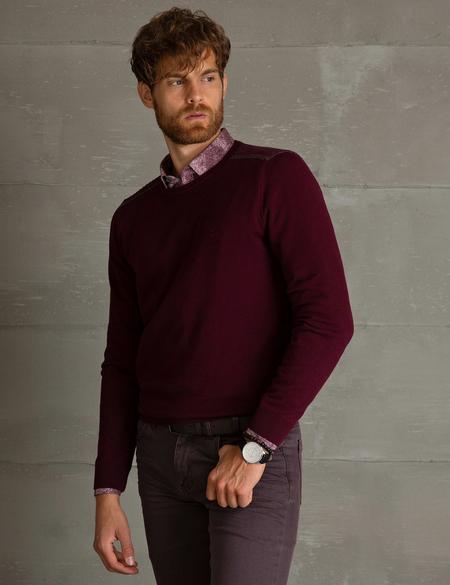 Bordo Slim Fit Kazak - 50194108033