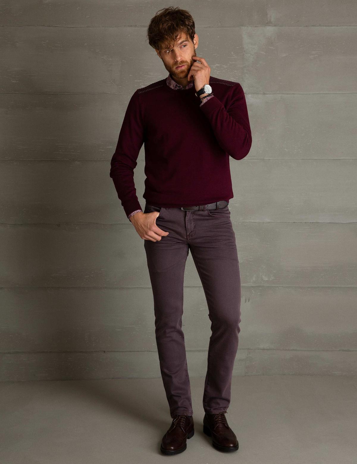 Bordo Slim Fit Kazak