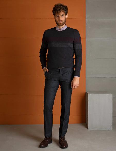 Antrasit Melanj Slim Fit Triko Kazak - 50194856021