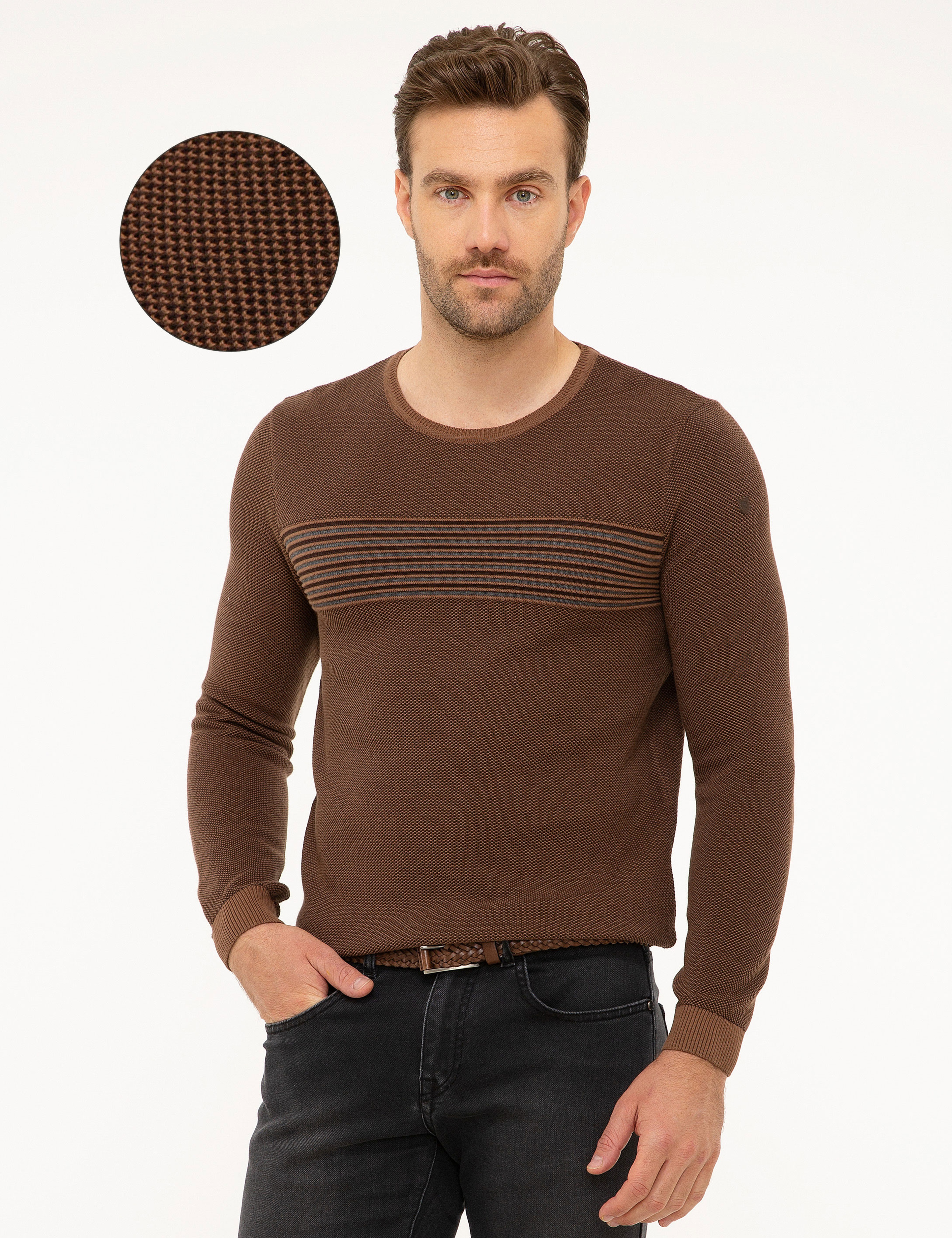 Camel Slim Fit Triko Kazak - Image 1