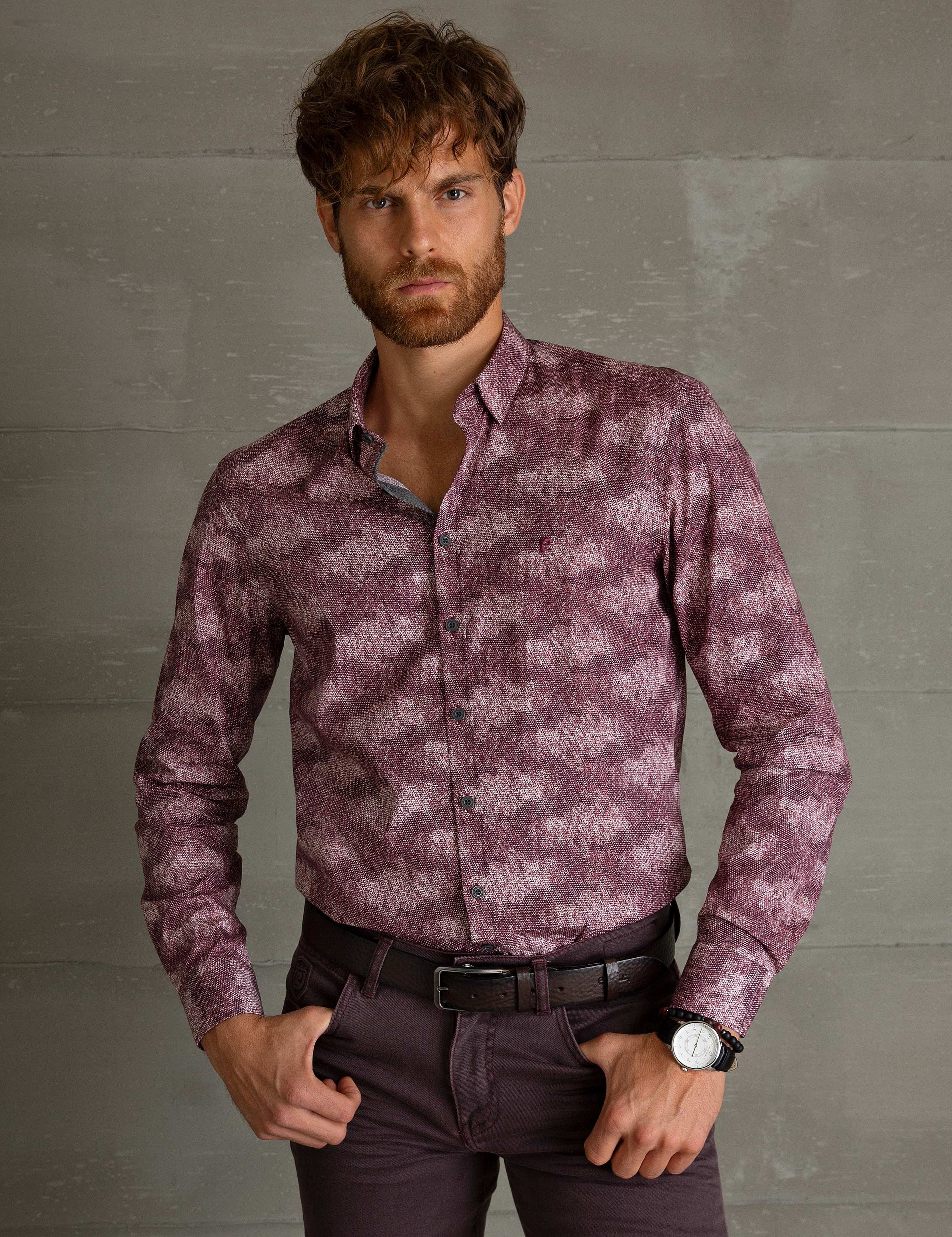 Bordo Slim Fit Gömlek - Image 2