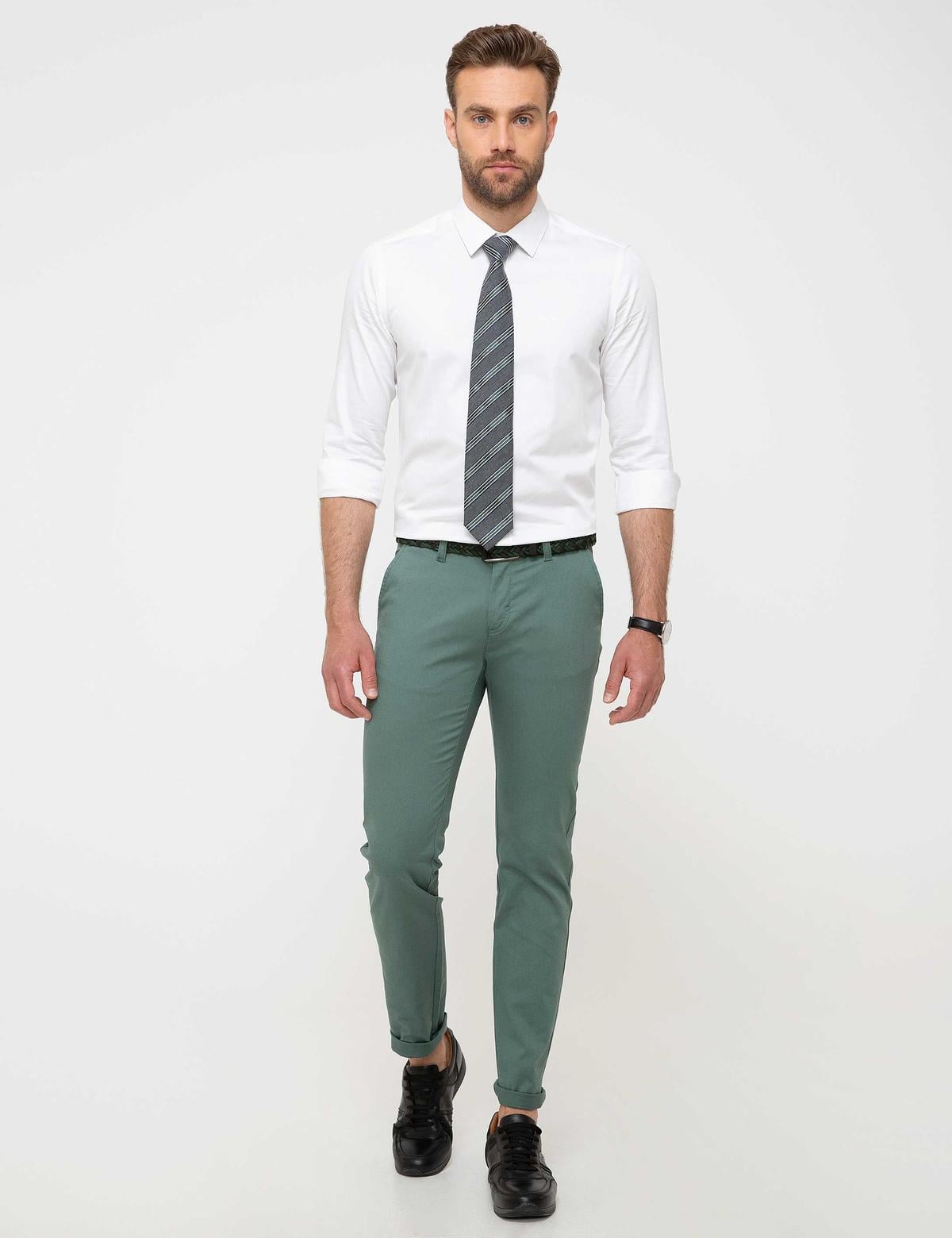 Yeşil Slim Fit Chino Pantolon