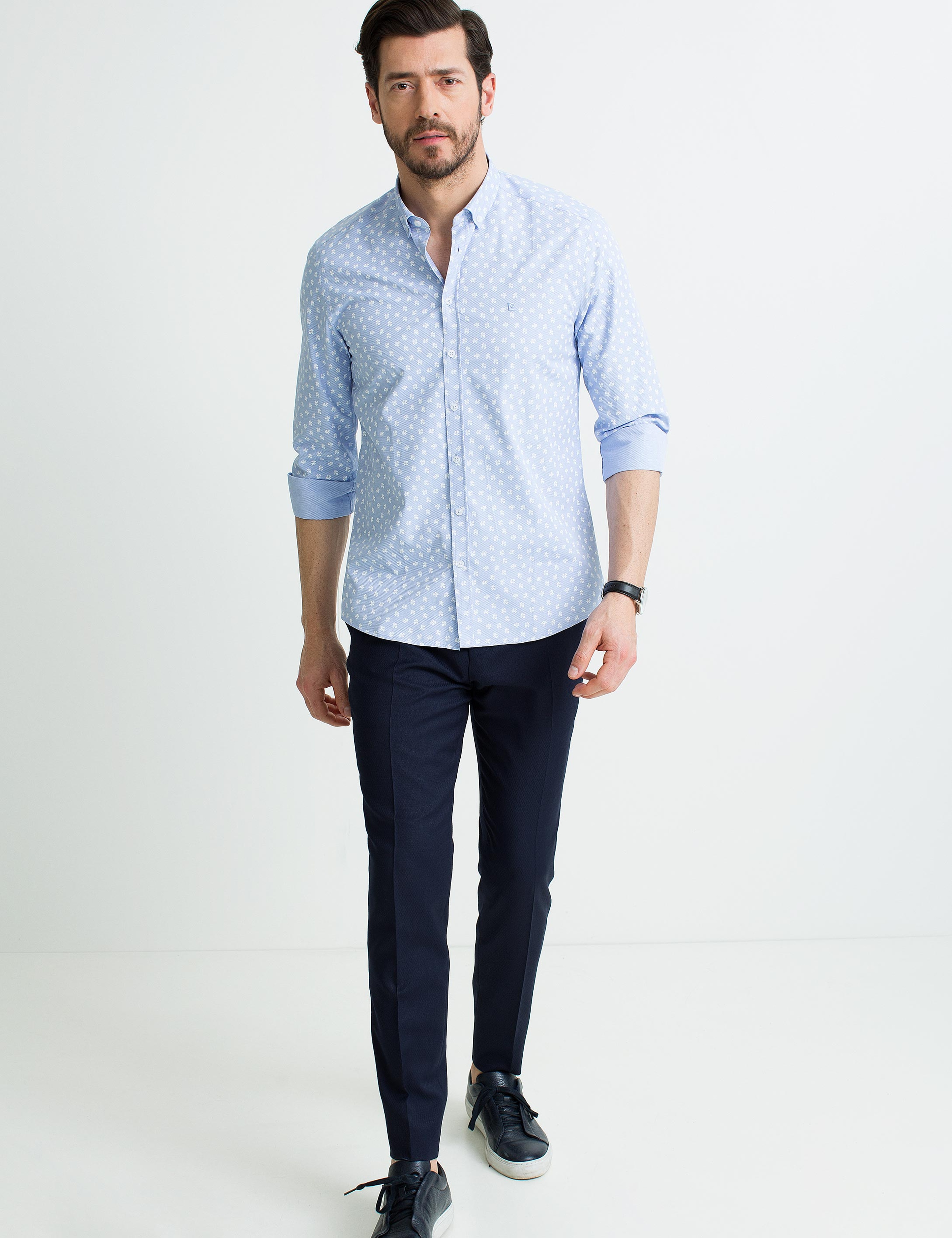 Açık Mavi Slim Fit Gömlek - Image 2