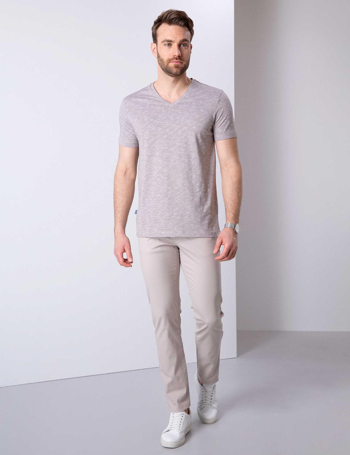 Vizon Slim Fit V Yaka Tişört - 50199638035