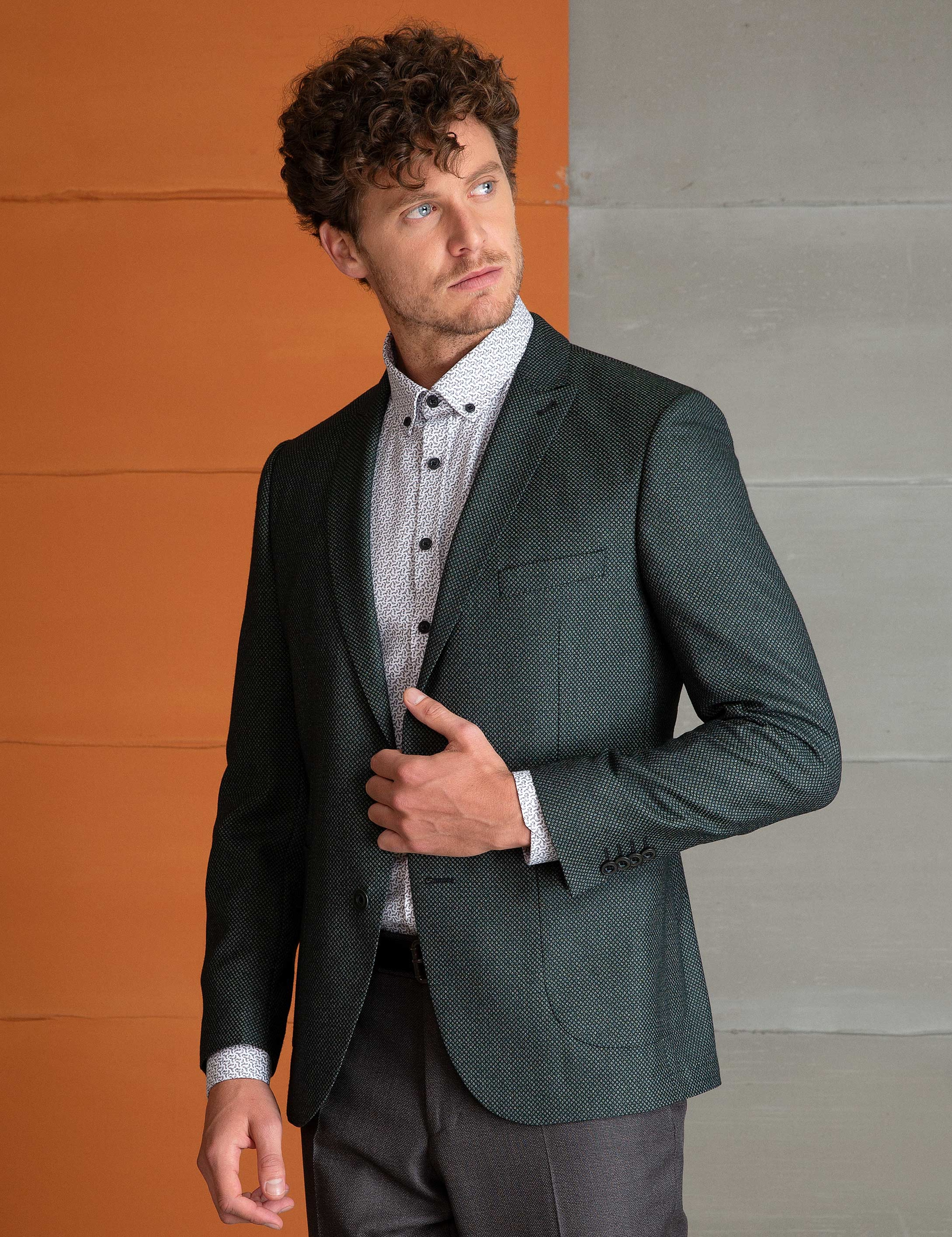 Yeşil Ekstra Slim Fit Ceket - Image 3