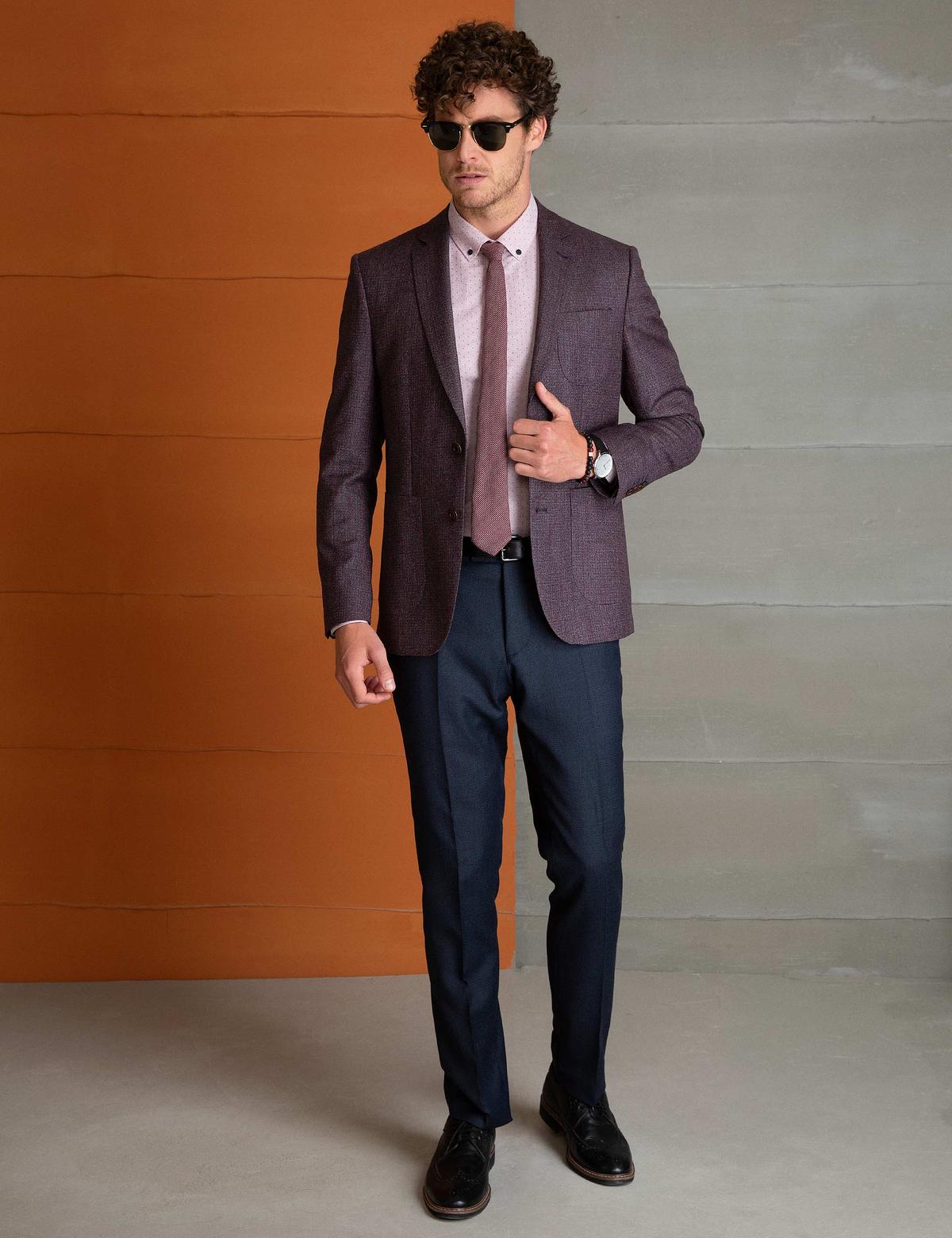 Bordo Slim Fit Ceket