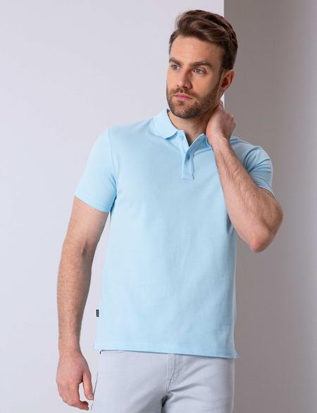 Açık Mavi Slim Fit Polo Yaka Basic T-Shirt - 50199338027