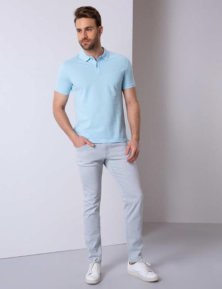 Açık Mavi Slim Fit Polo Yaka Basic T-Shirt - 50199338027