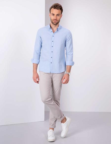 Açık Mavi Slim Fit Uzun Kollu Gömlek - 50202802006