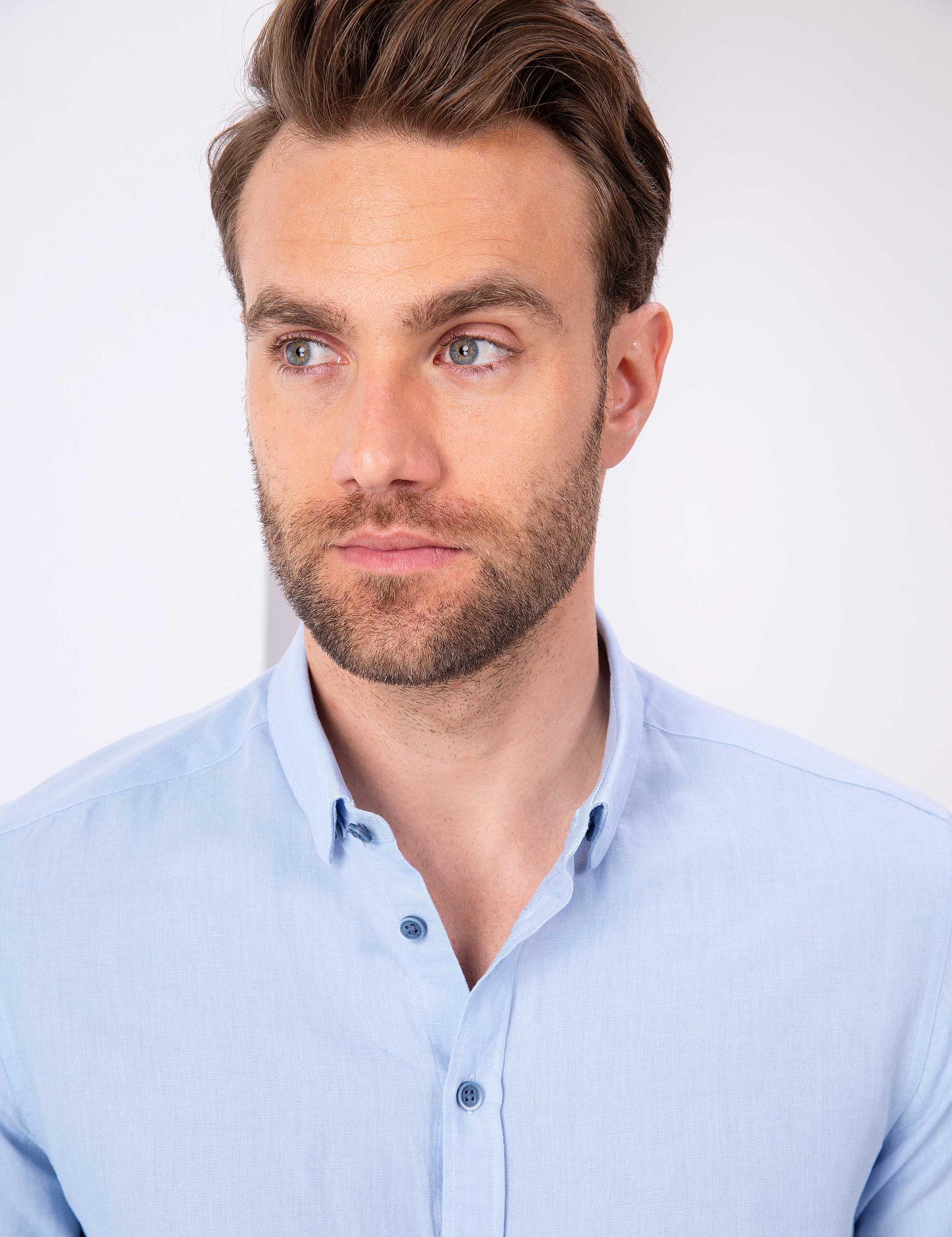 Açık Mavi Slim Fit Uzun Kollu Gömlek