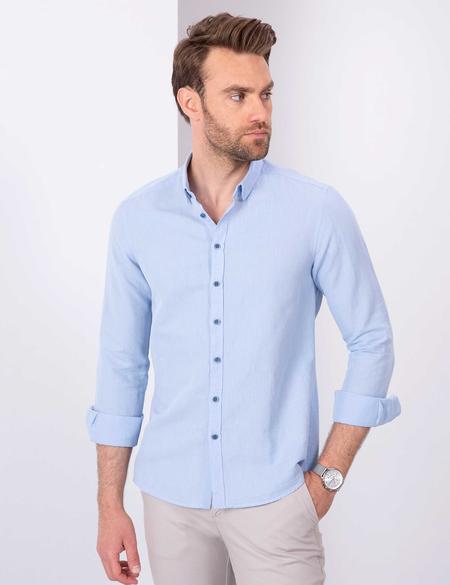 Açık Mavi Slim Fit Uzun Kollu Gömlek - 50202802006