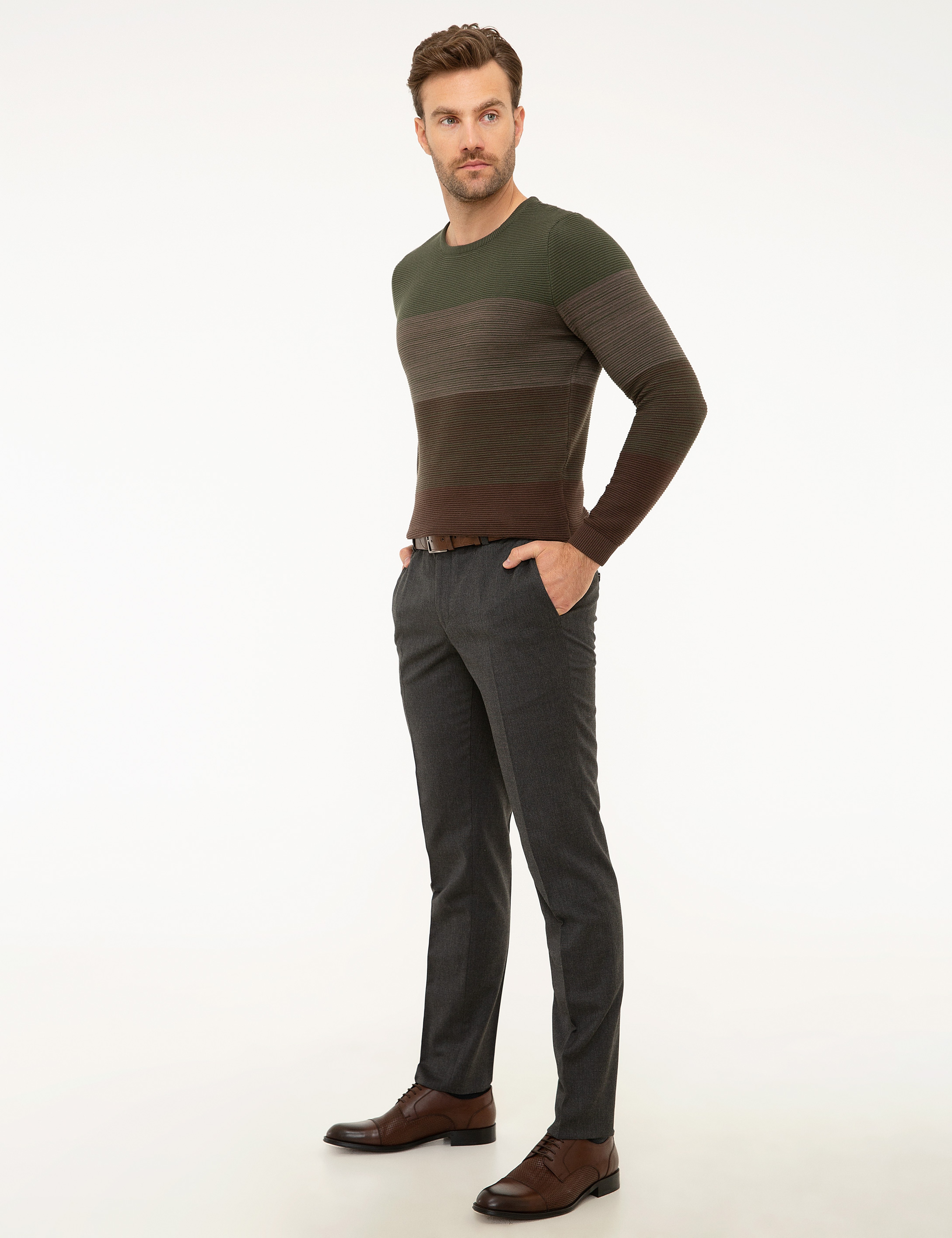 Kahverengi Ekstra Slim Fit Pantolon - Image 2