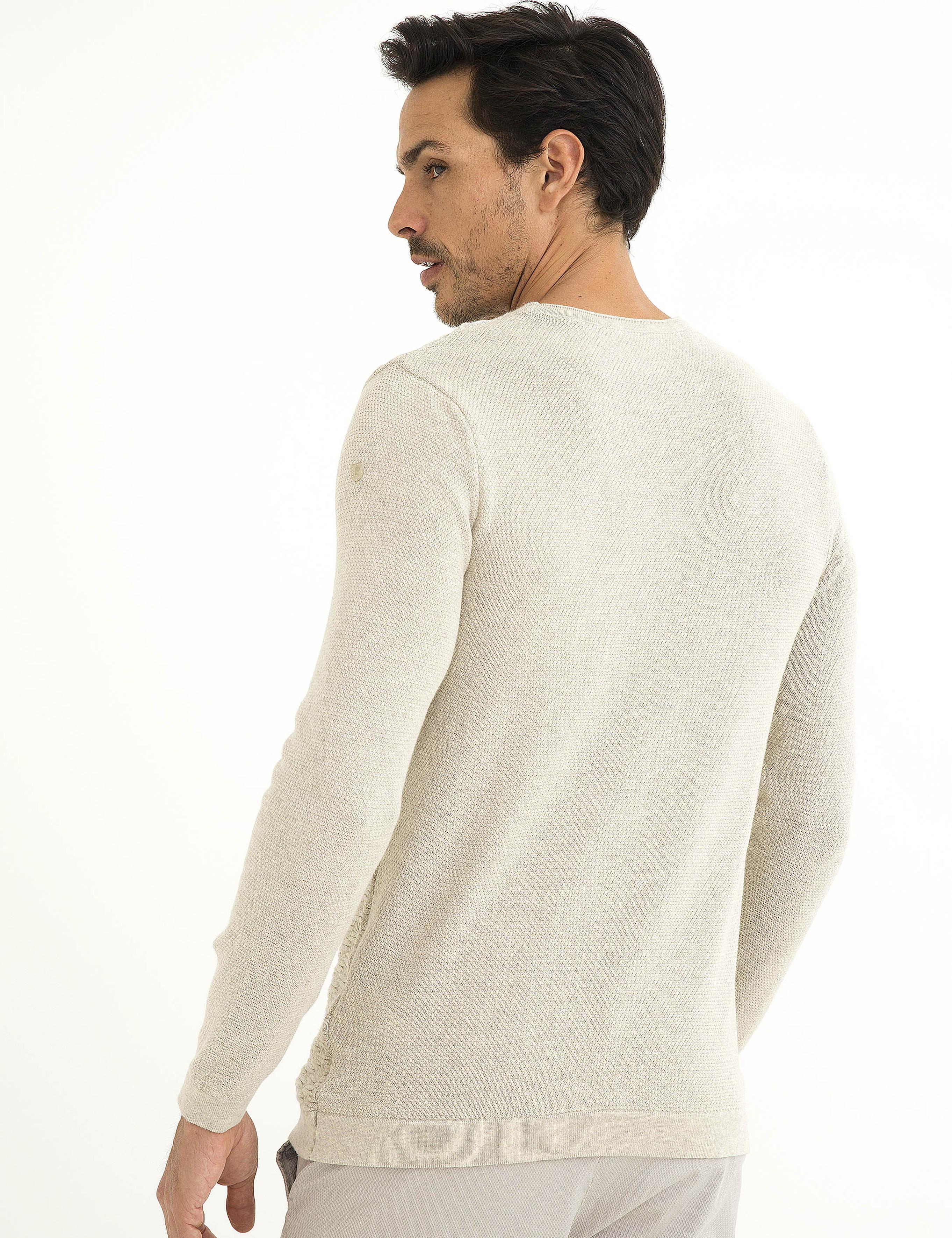 Bej Slim Fit Triko Kazak