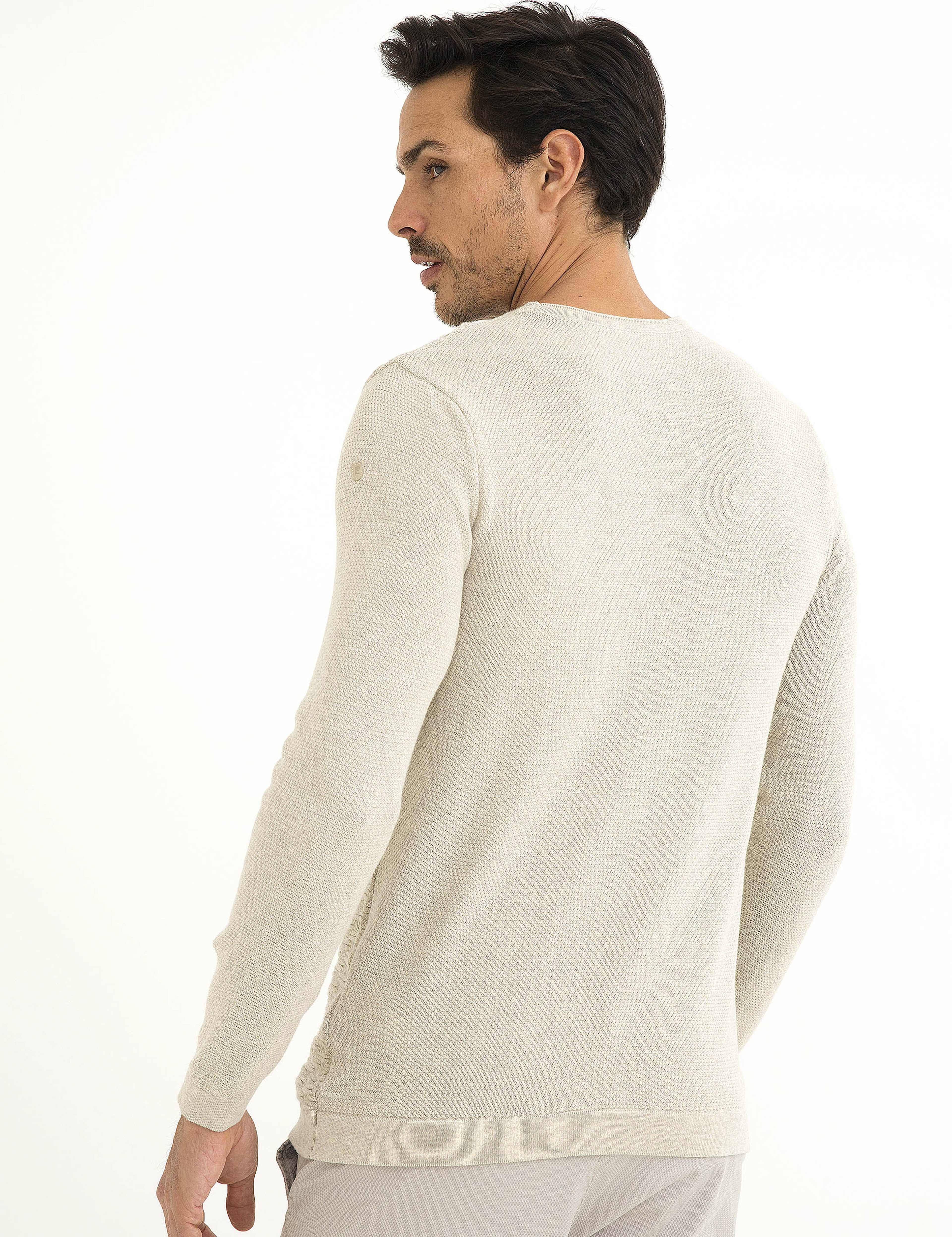 Bej Slim Fit Triko Kazak - Image 3