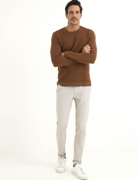 Kiremit Slim Fit Bisiklet Yaka Triko Kazak - 50194466102