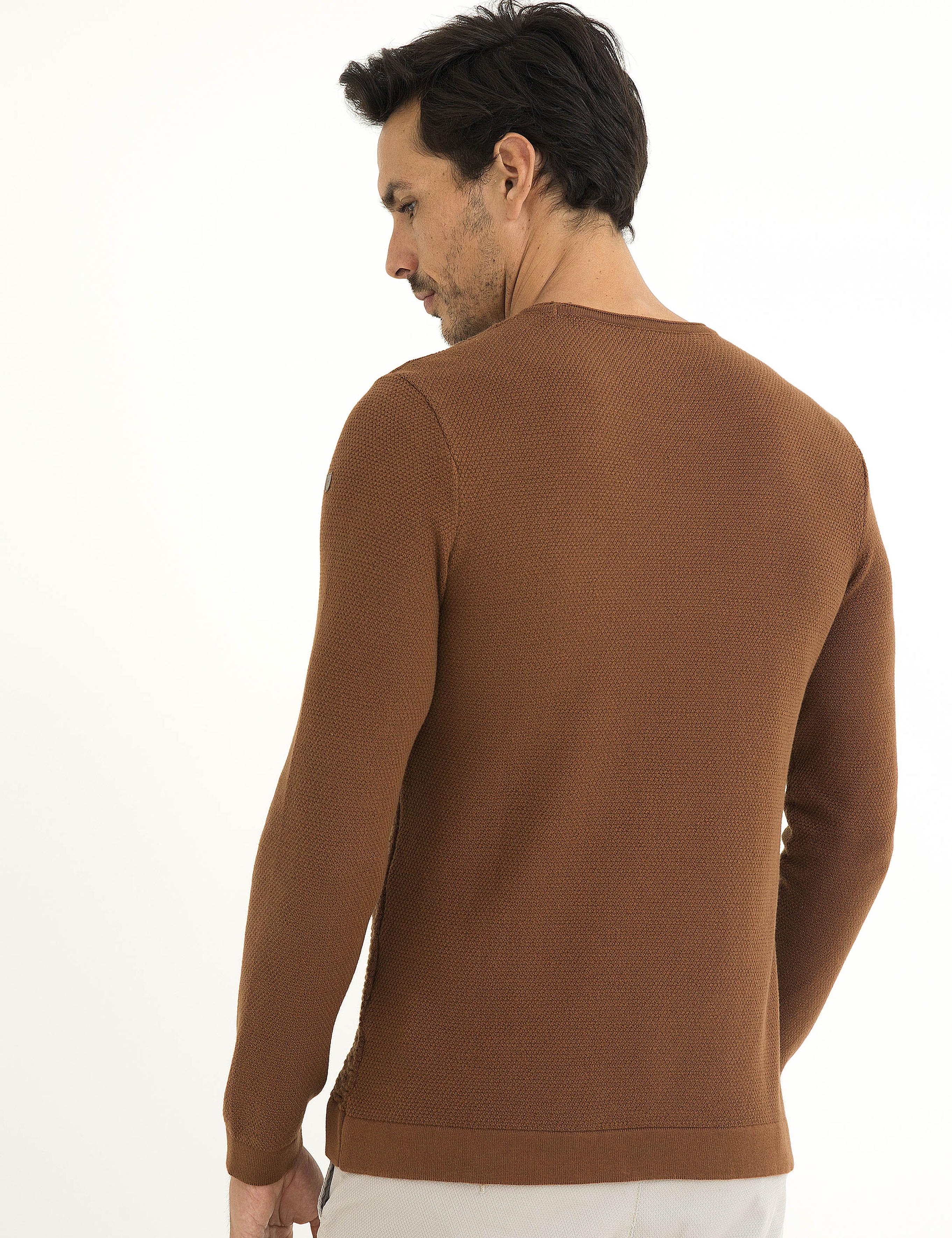 Kiremit Slim Fit Bisiklet Yaka Triko Kazak