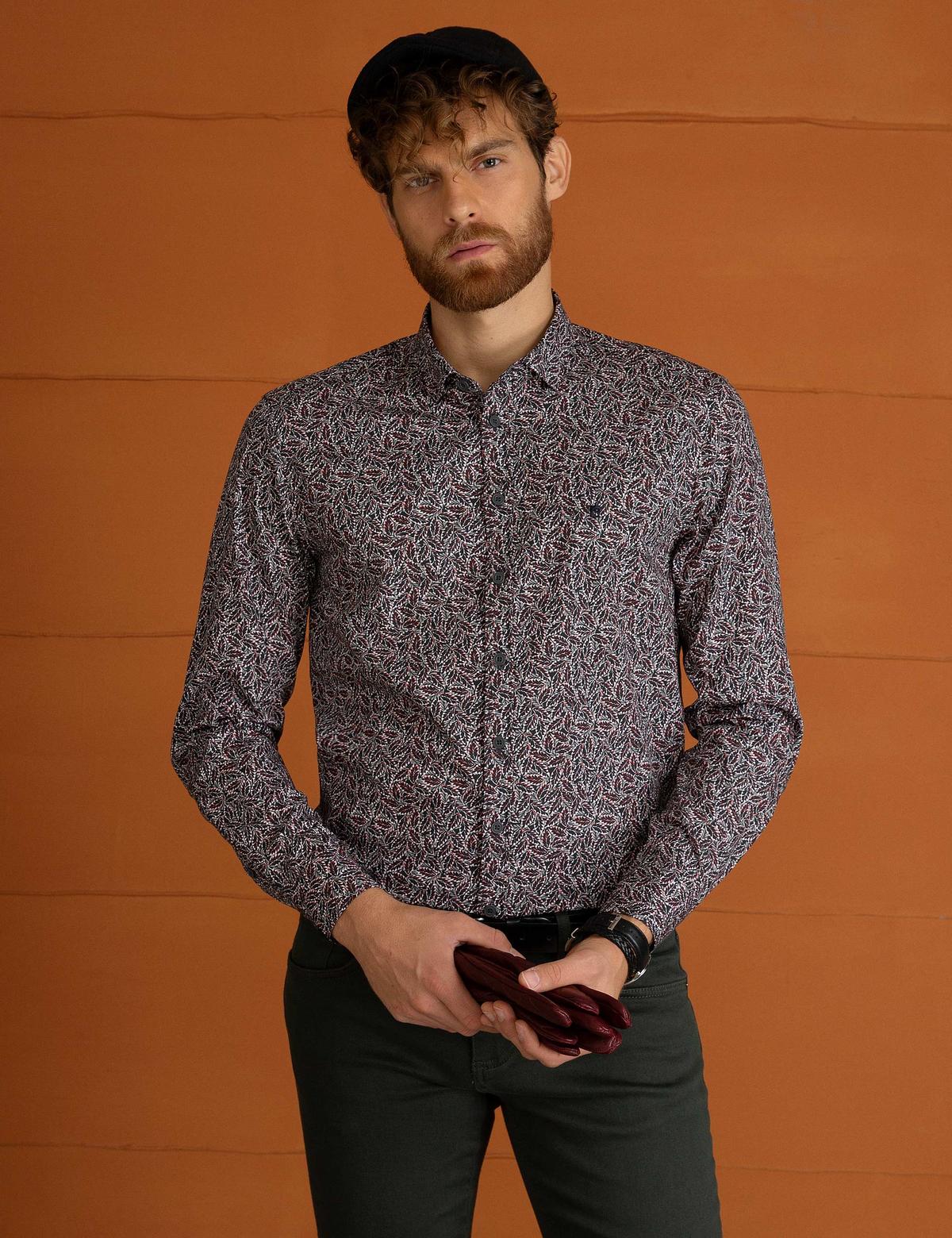 Slim Bordo Gömlek - 50194039001