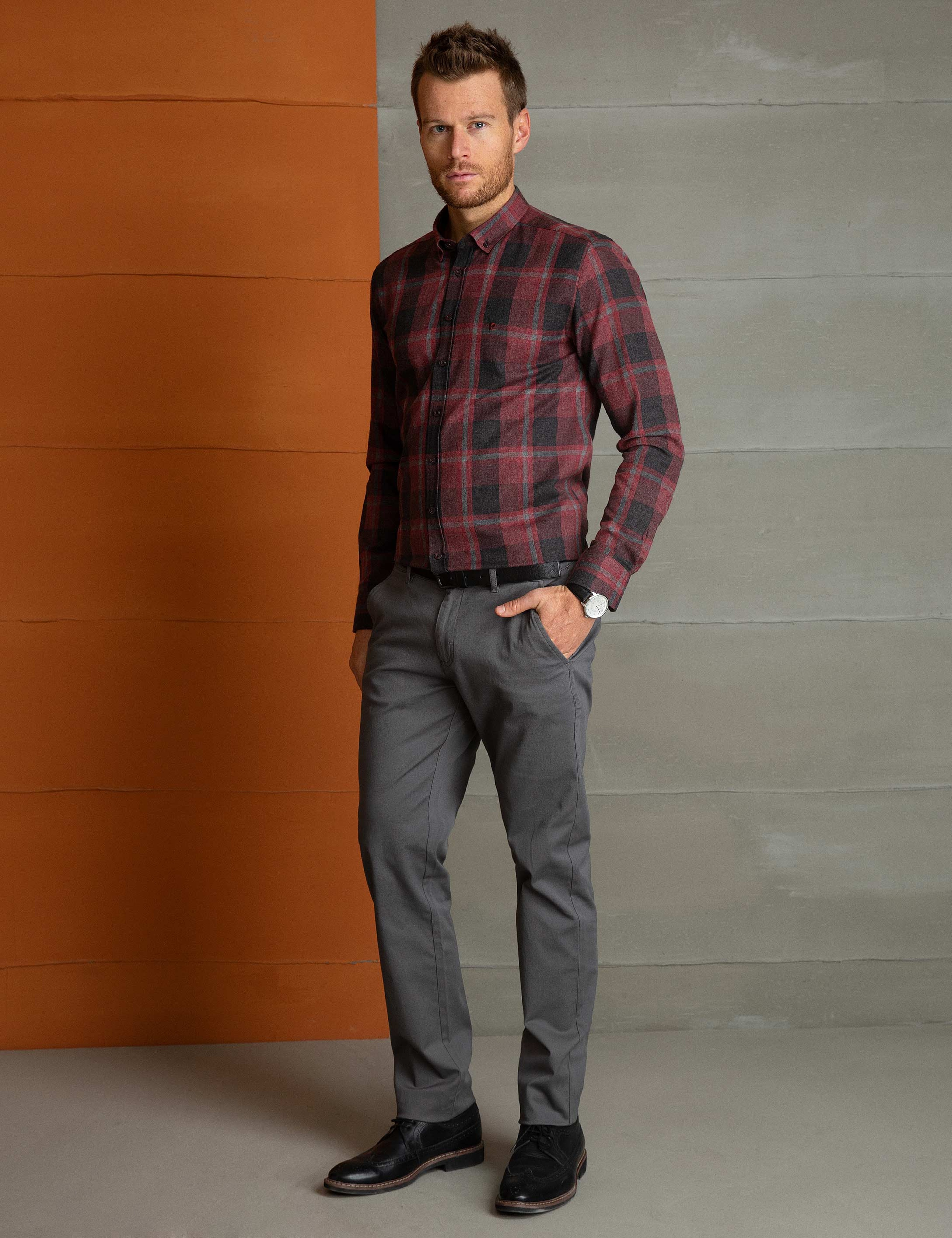 Bordo Slim Fit Gömlek - Image 1