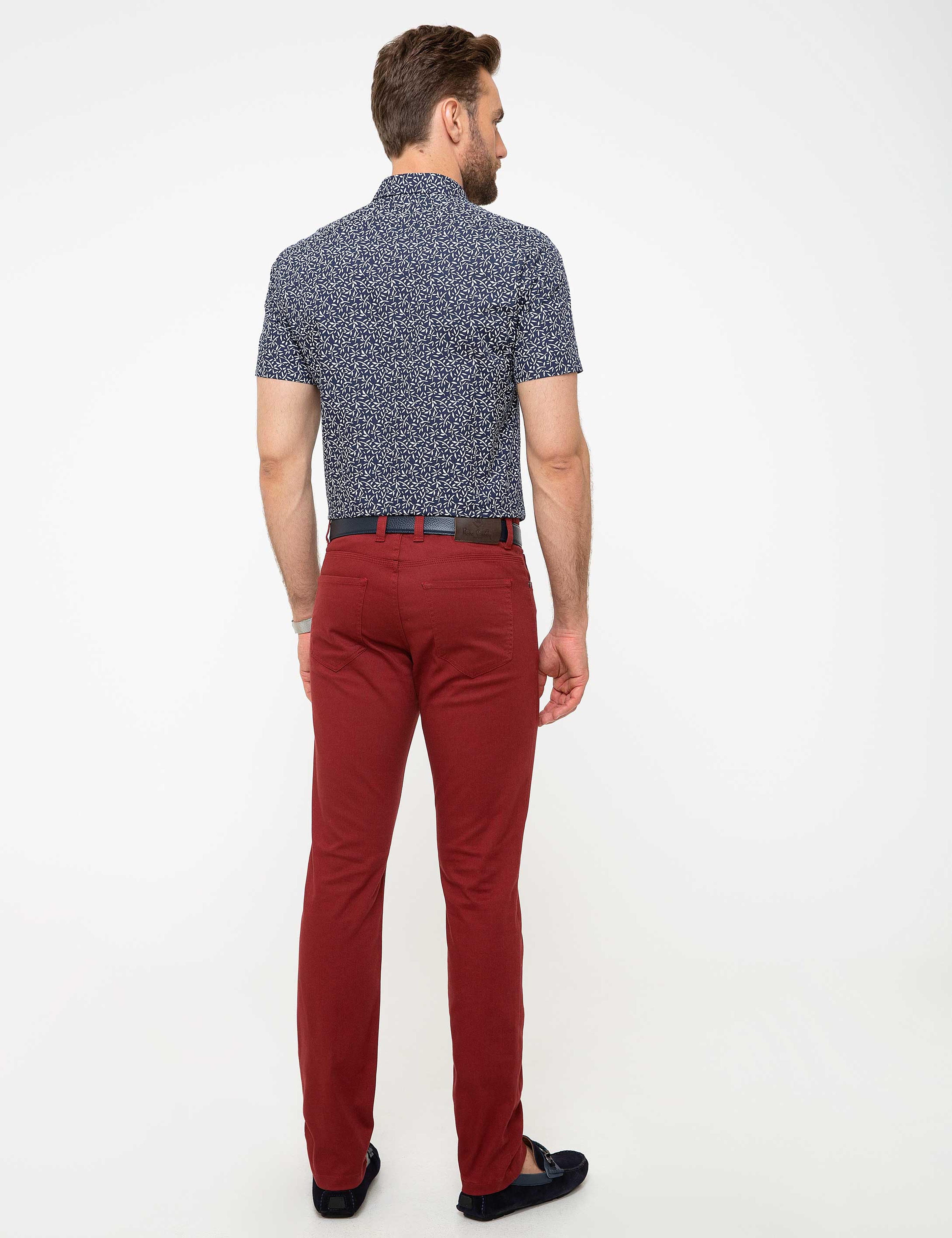 Kırmızı Slim Fit Chino Pantolon - Image 3