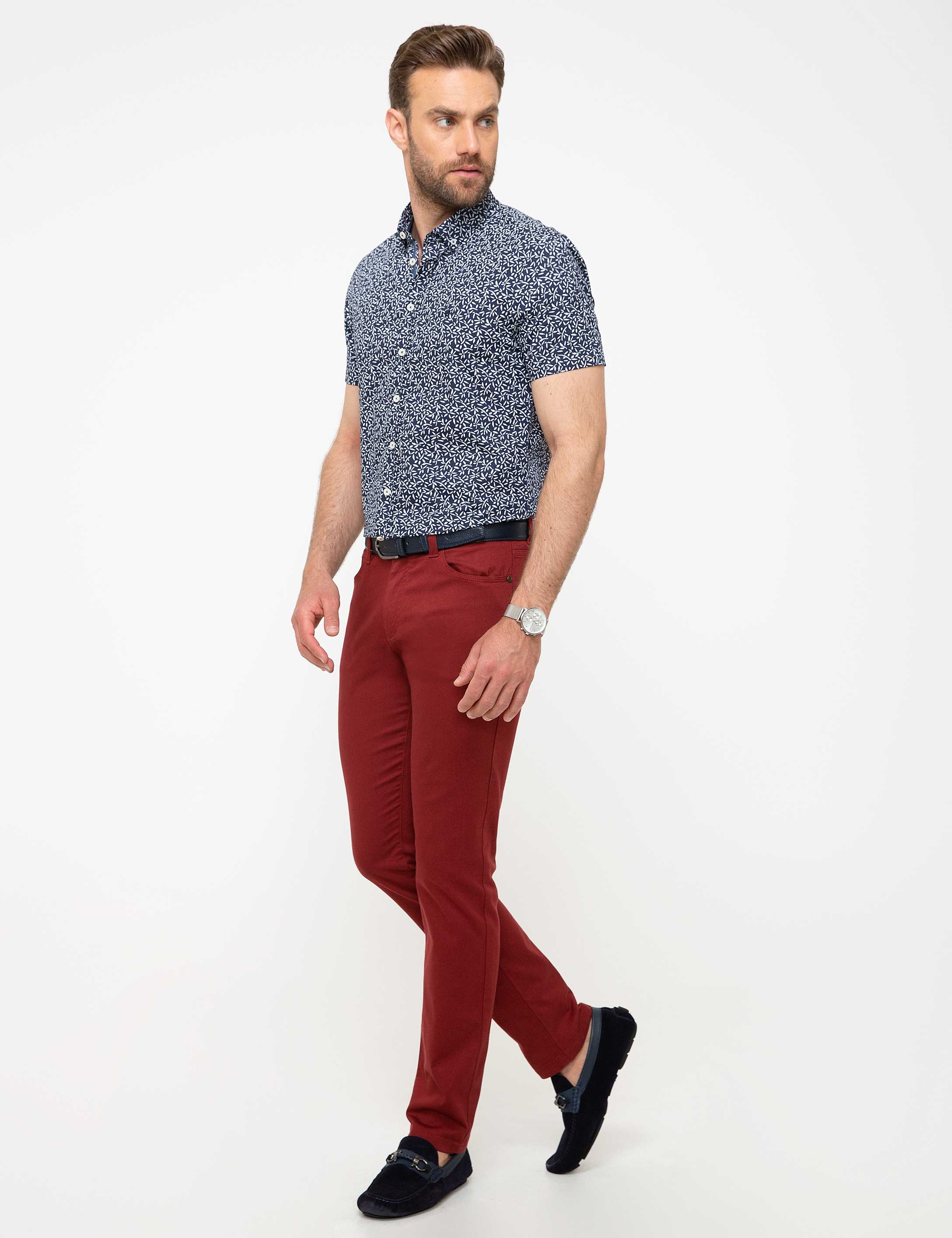 Kırmızı Slim Fit Chino Pantolon