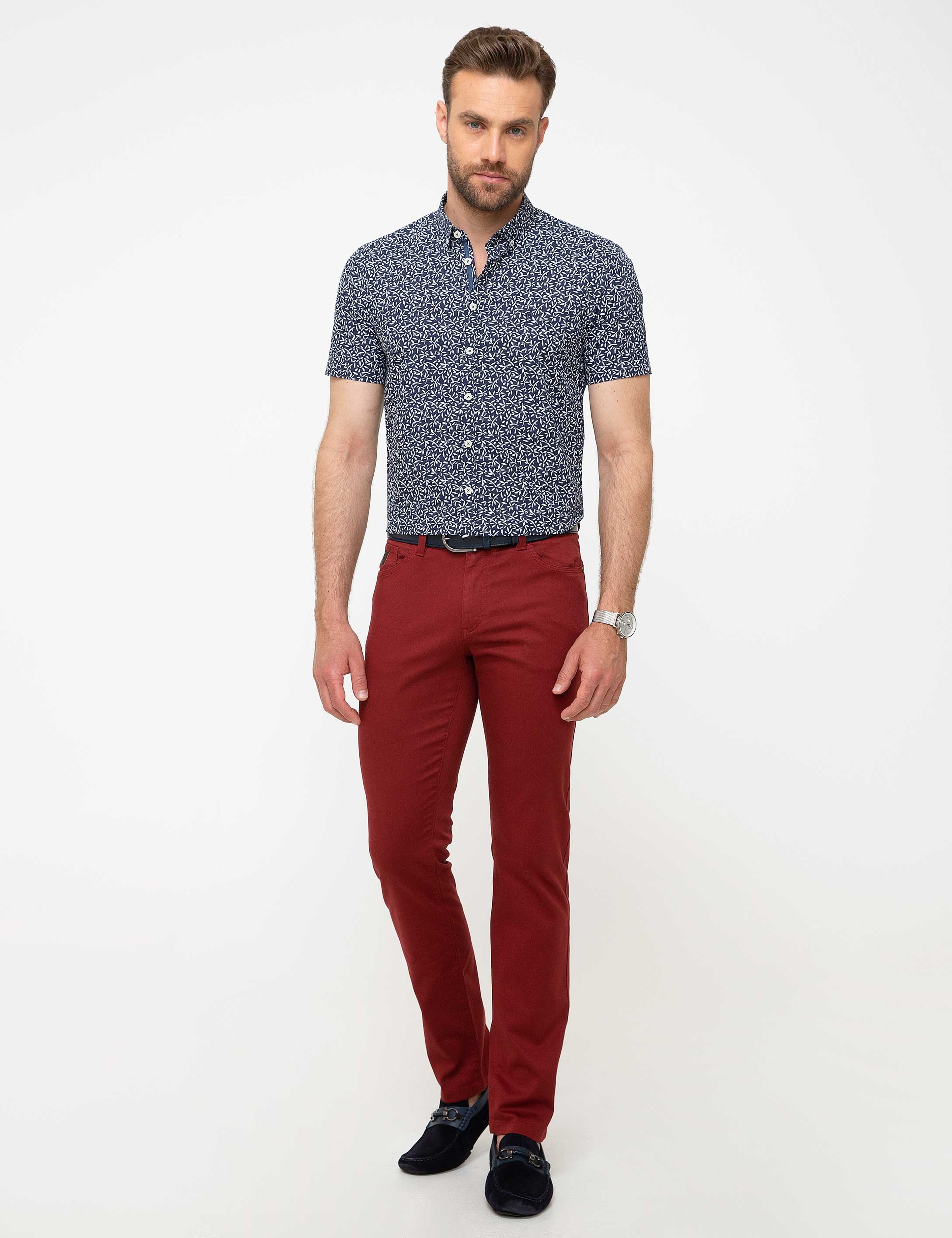 Kırmızı Slim Fit Chino Pantolon - Image 1