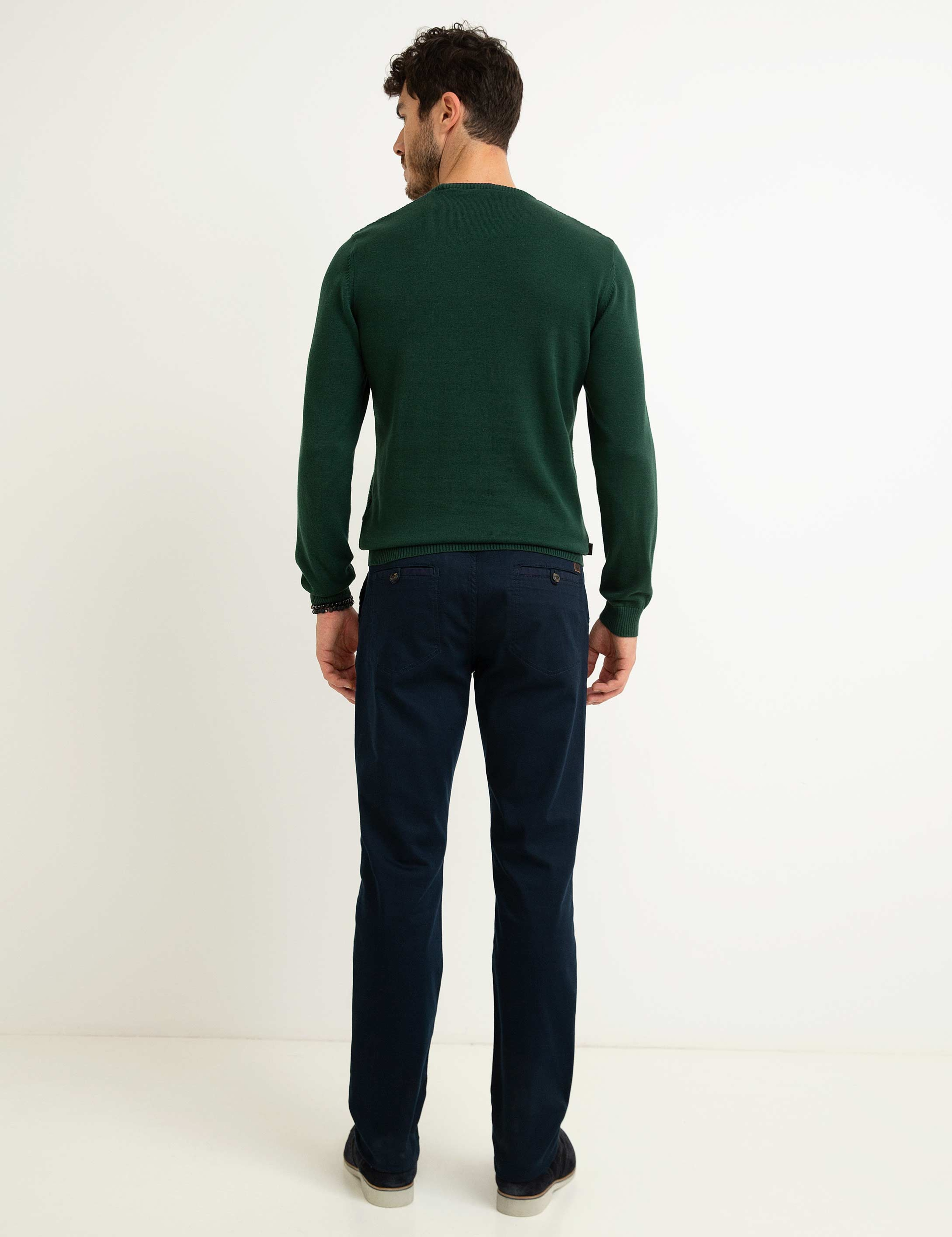 Lacivert Slim Fit Chino Pantolon - Image 3