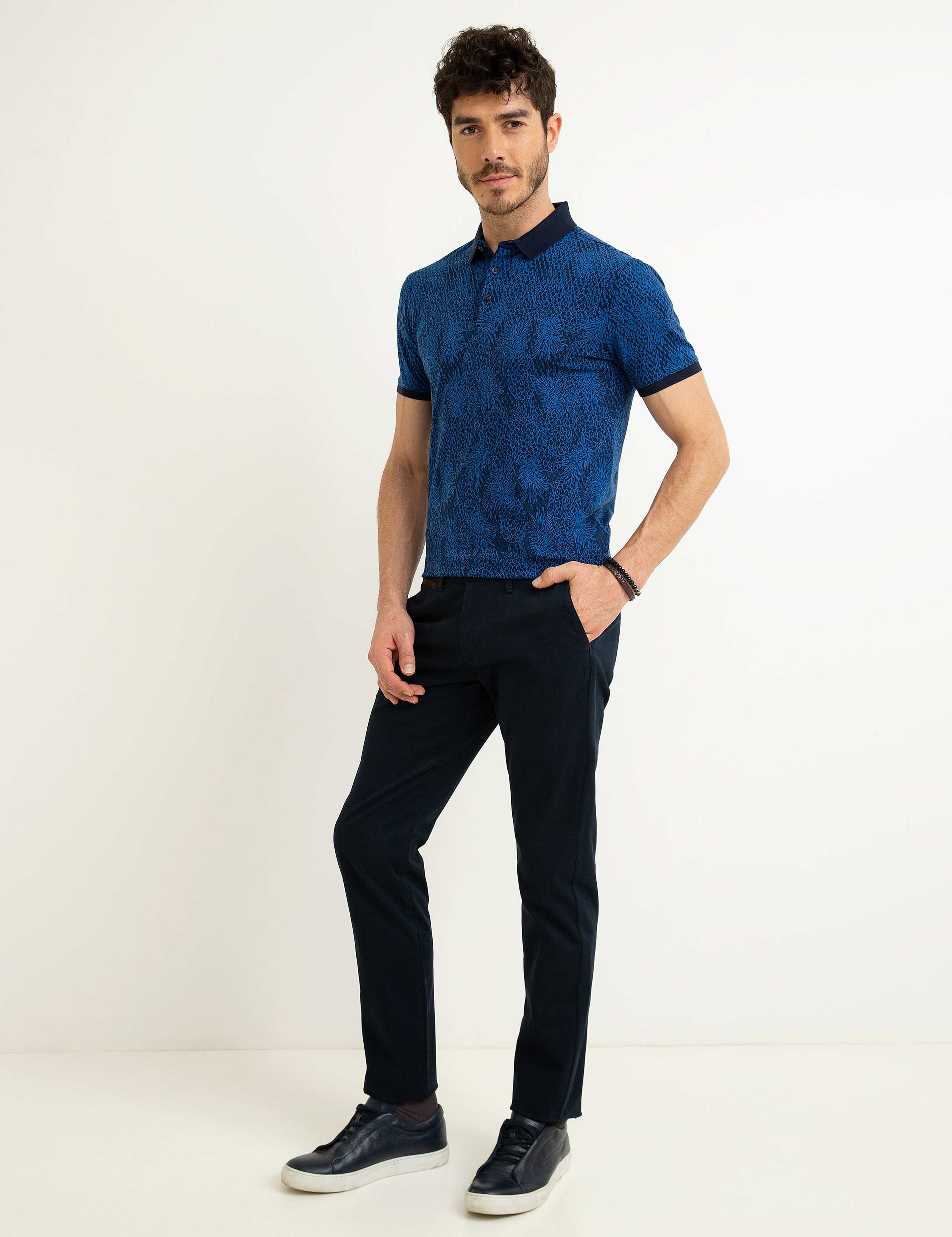 Lacivert Slim Fit Chino Pantolon