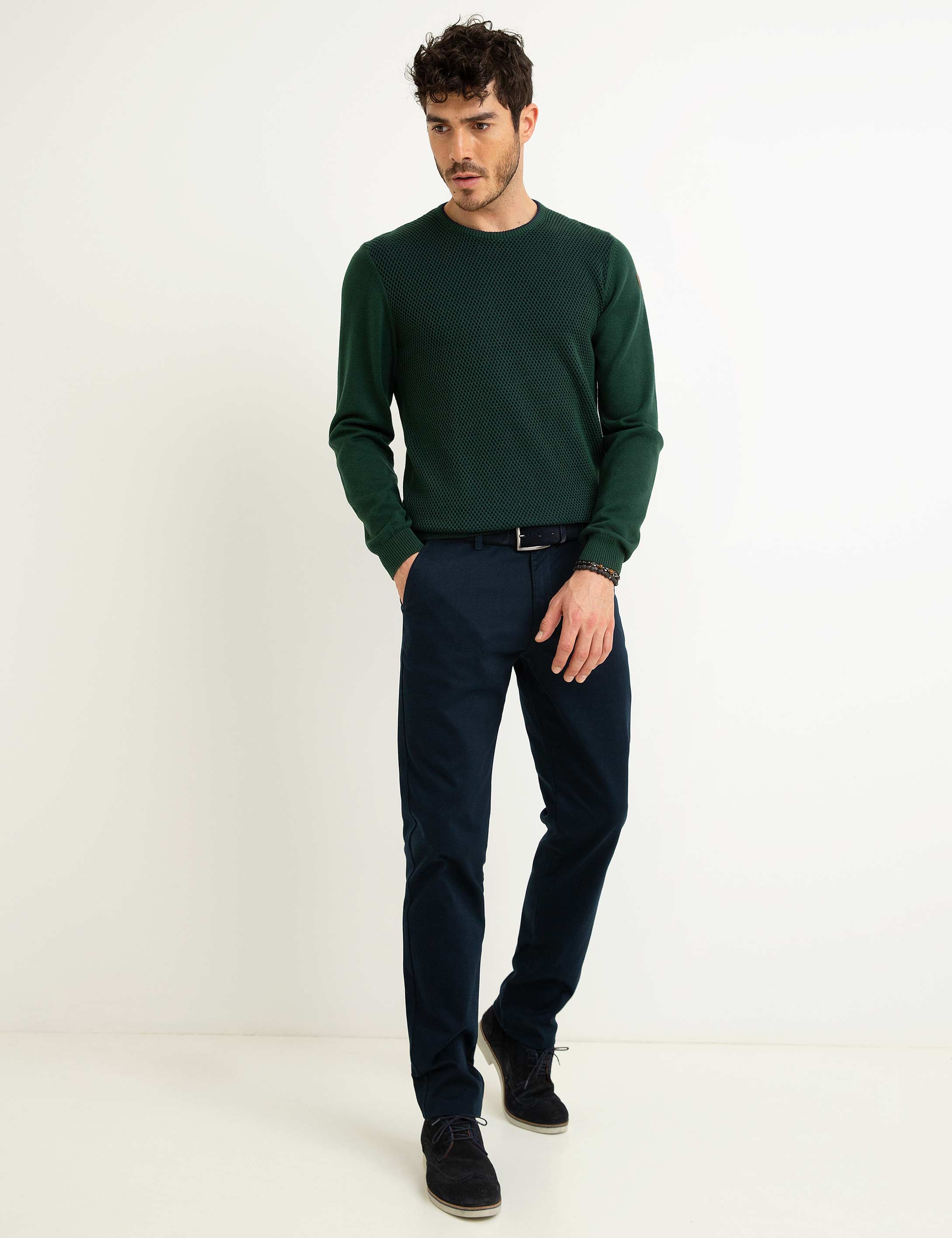 Lacivert Slim Fit Chino Pantolon - Image 1