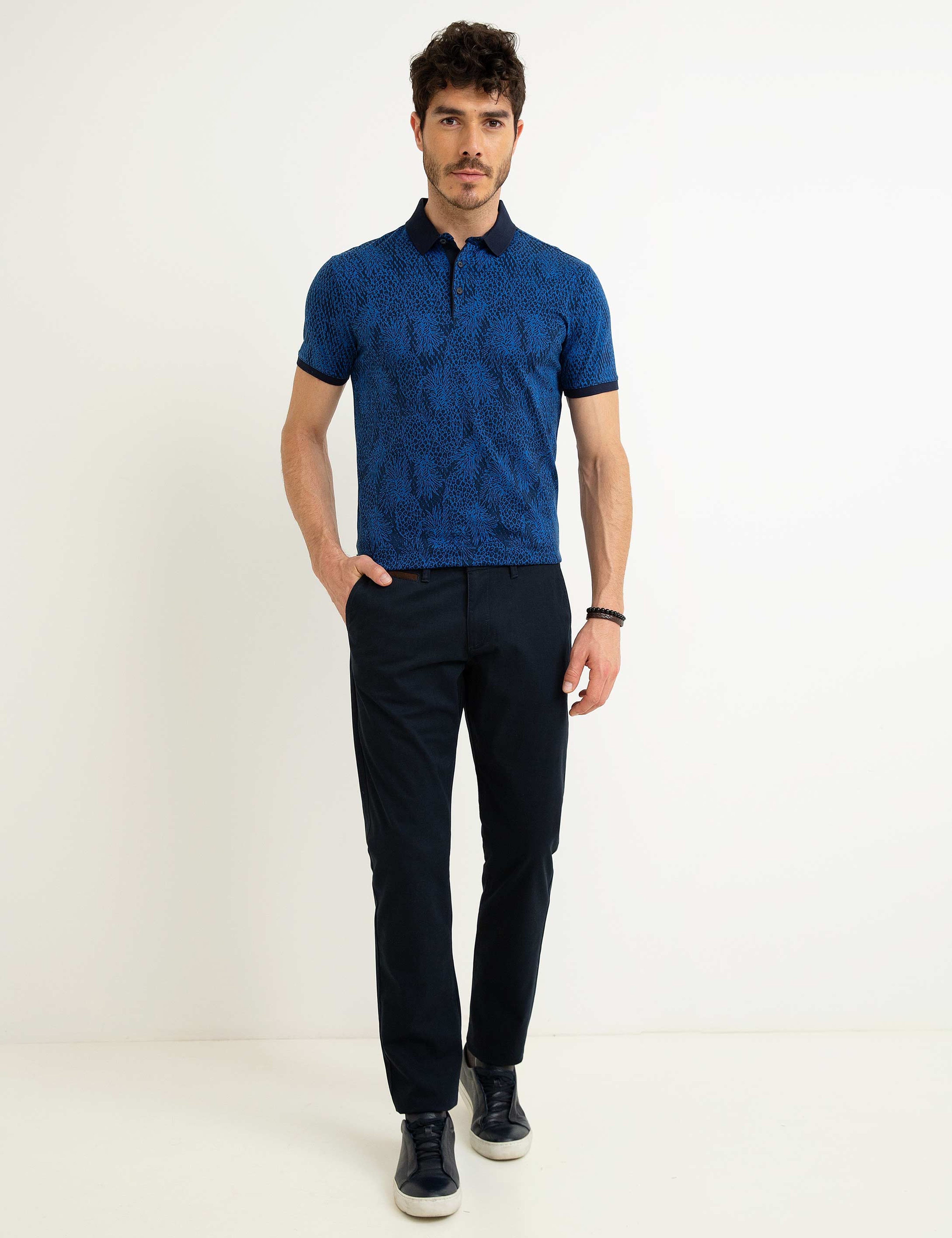 Lacivert Slim Fit Chino Pantolon - Image 1