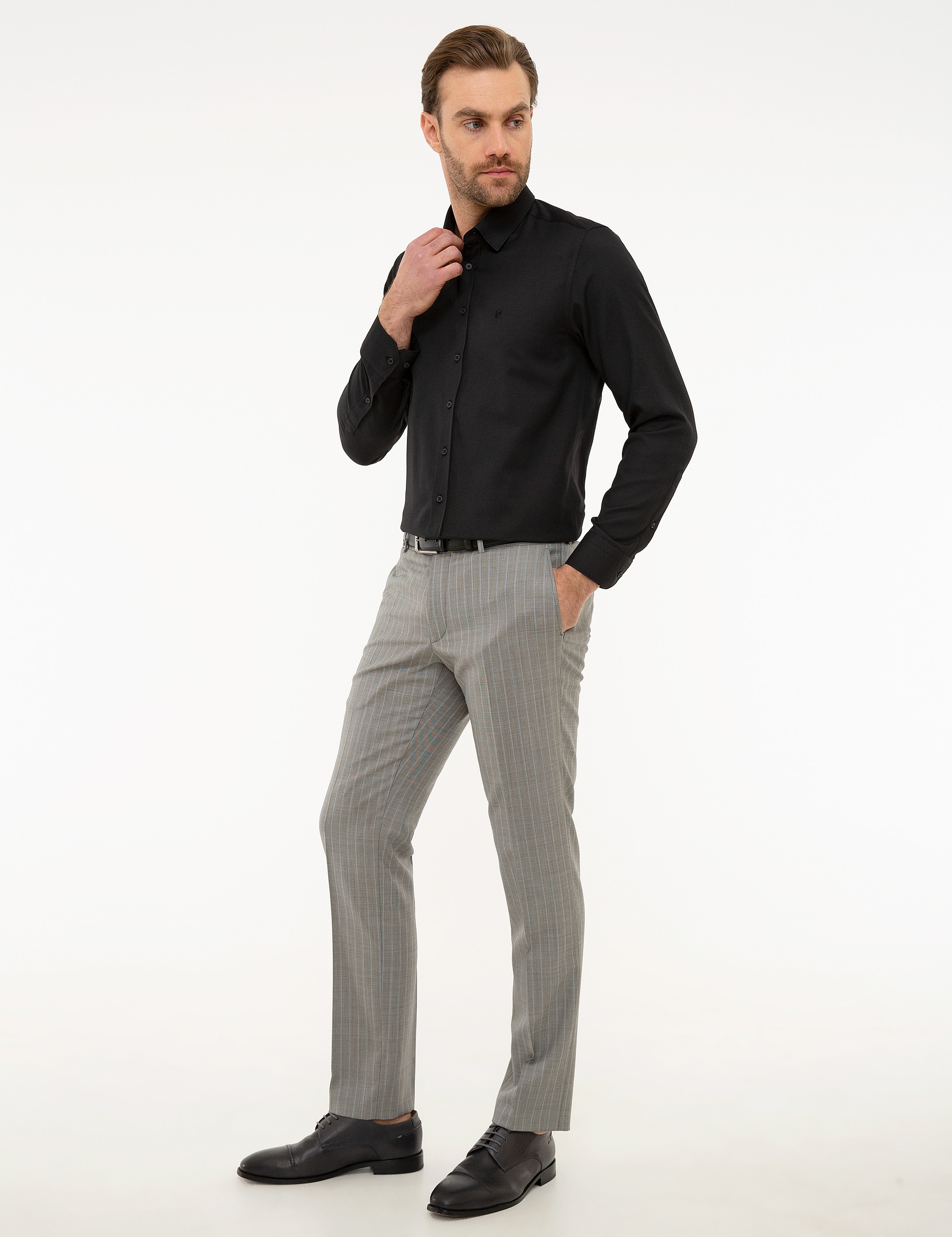 Gri Slim Fit Pantolon - Image 2