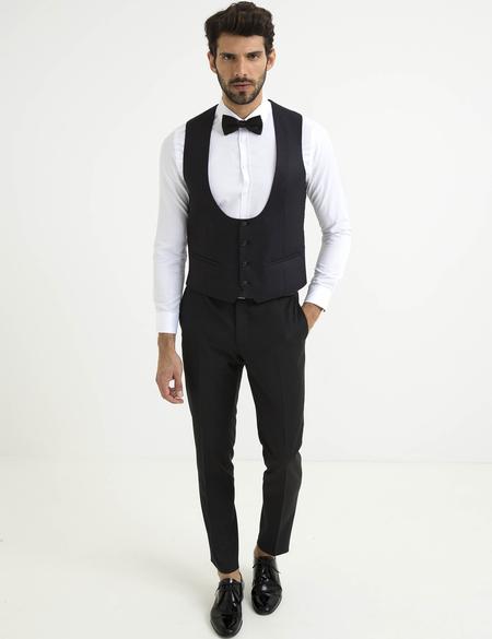 Mürdüm Yelekli Damatlık Smokin - 50190805008