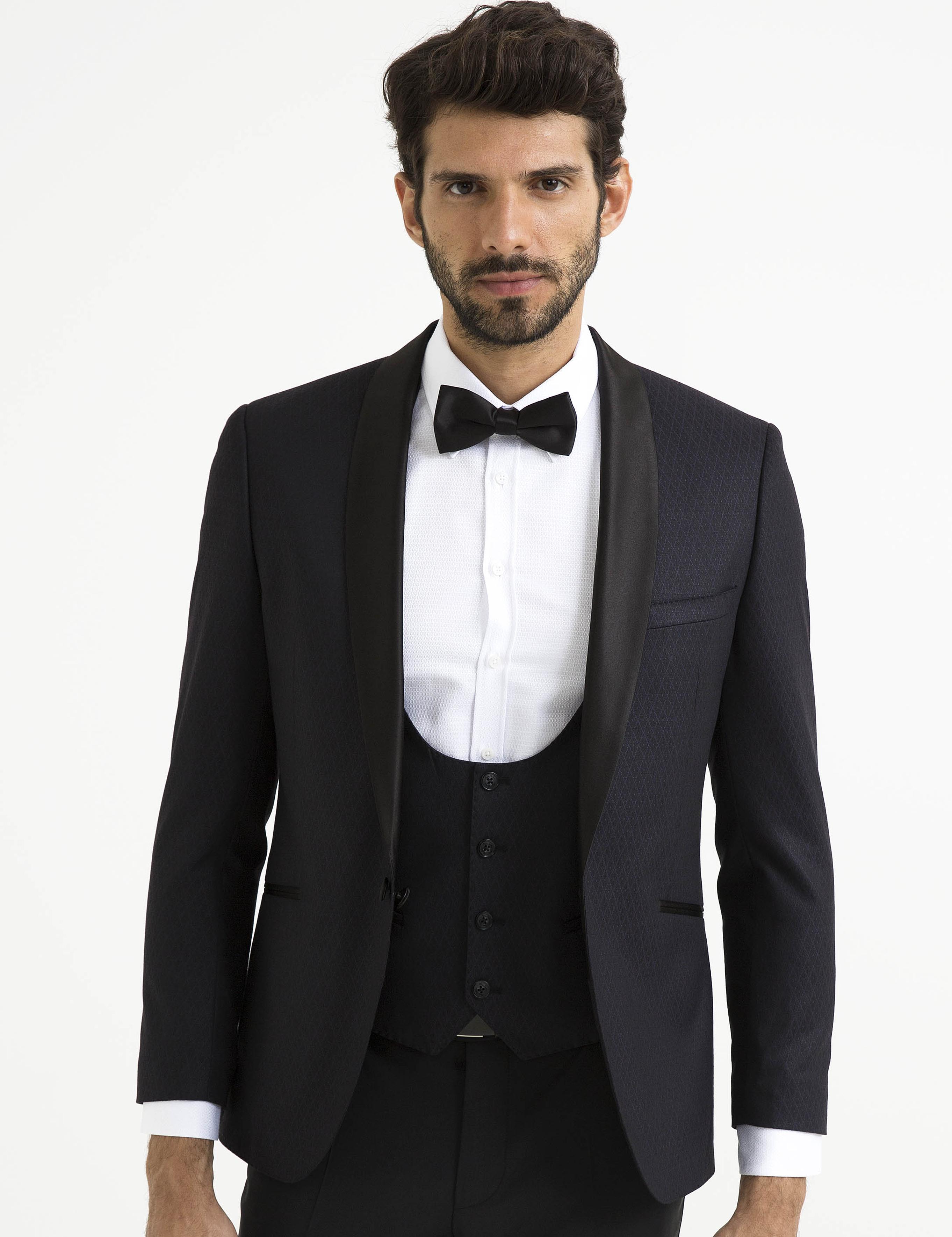 Mürdüm Yelekli Damatlık Smokin