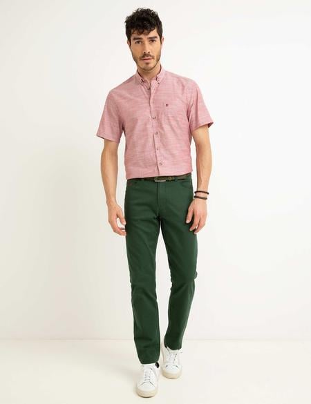 Kırmızı Regular Fit Kısa Kol Gömlek - 50190810041