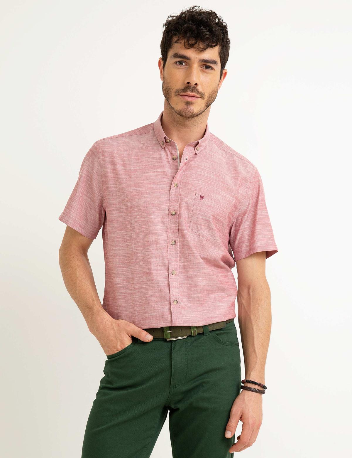 Kırmızı Regular Fit Kısa Kol Gömlek - 50190810041