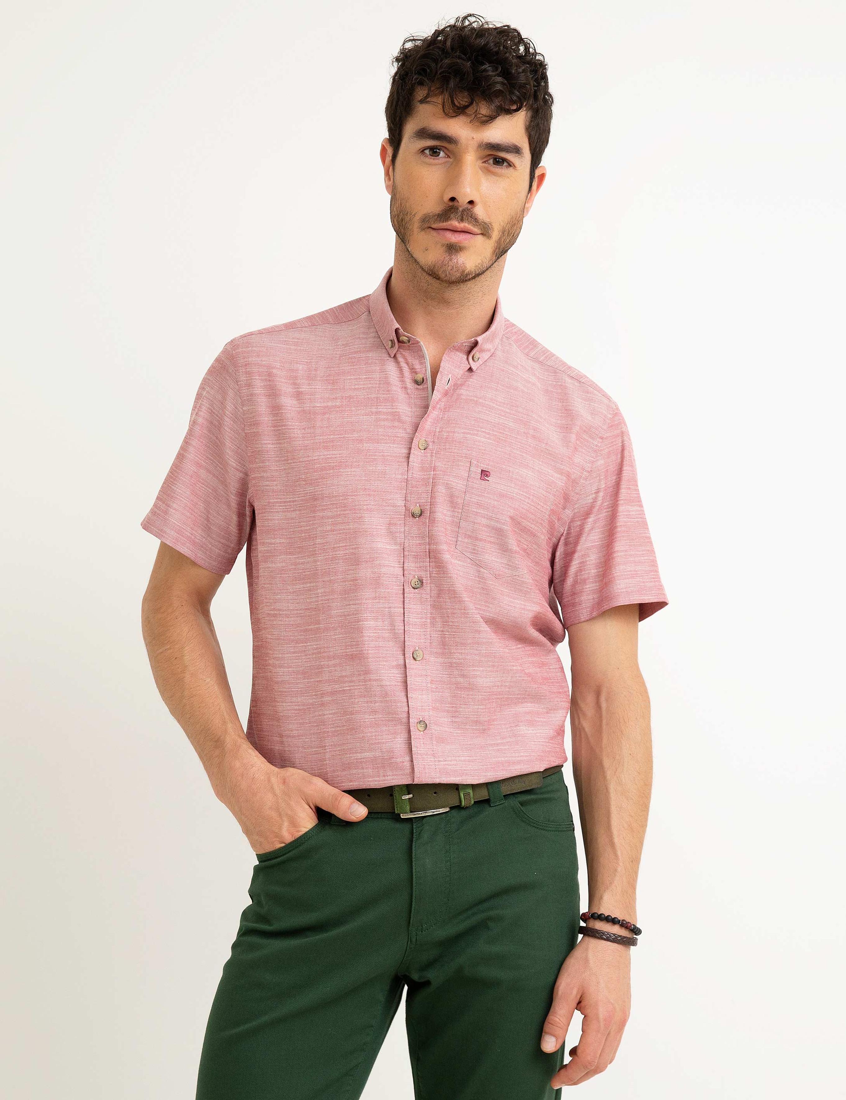 Kırmızı Regular Fit Kısa Kol Gömlek