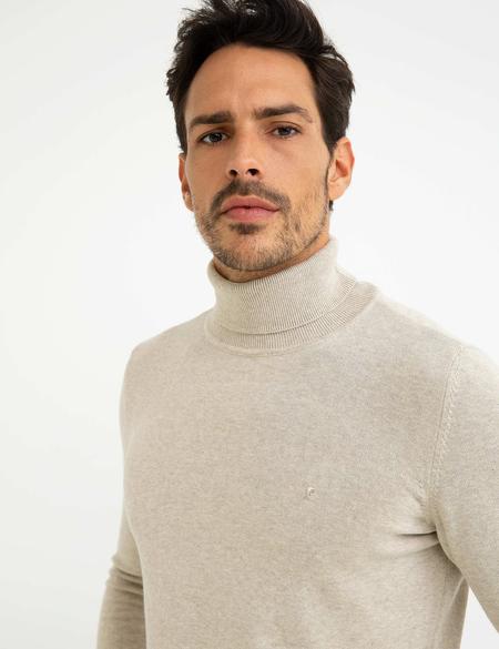 Bej Slim Fit Basic Triko Kazak - 50194204093