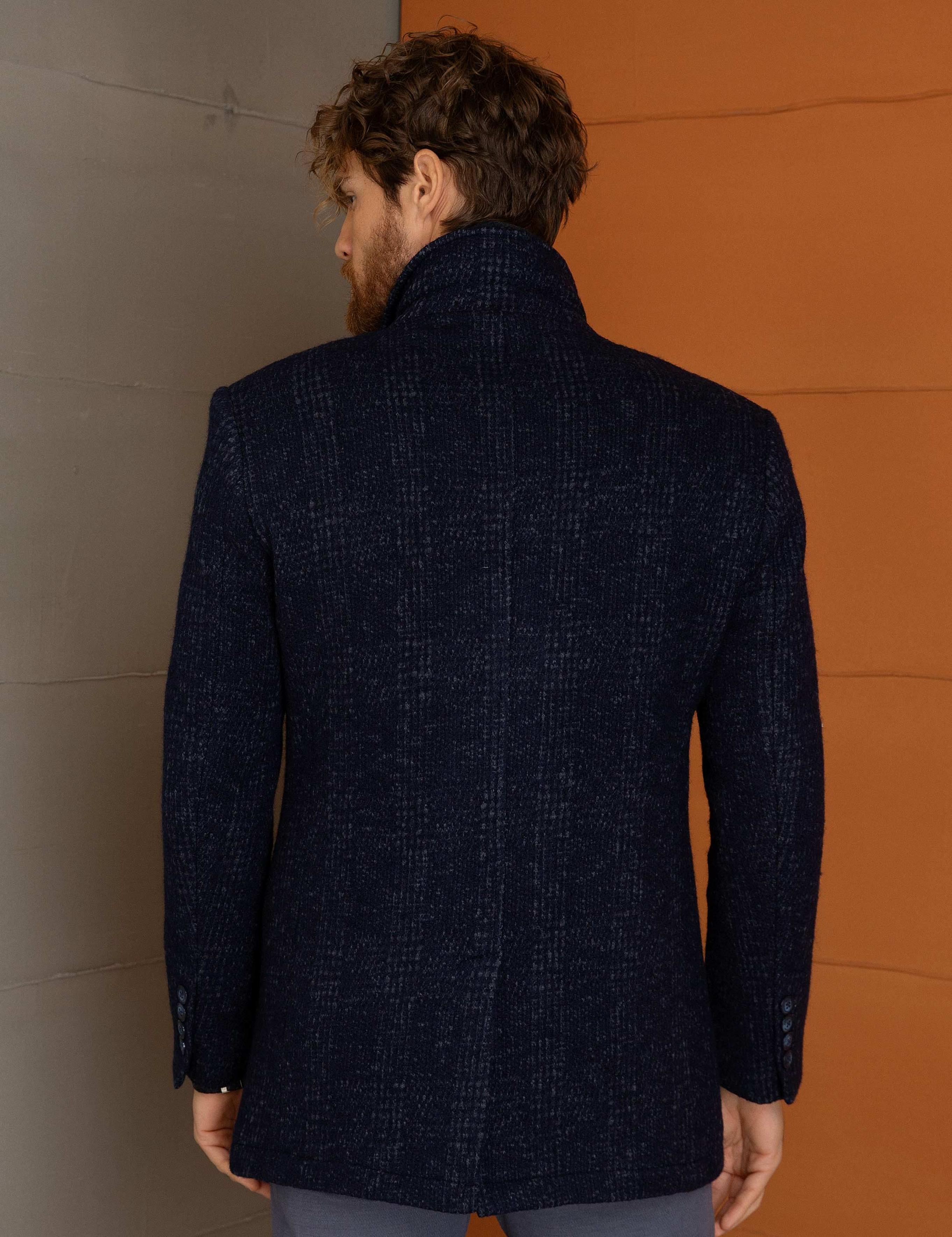 Lacivert Slim Fit Palto