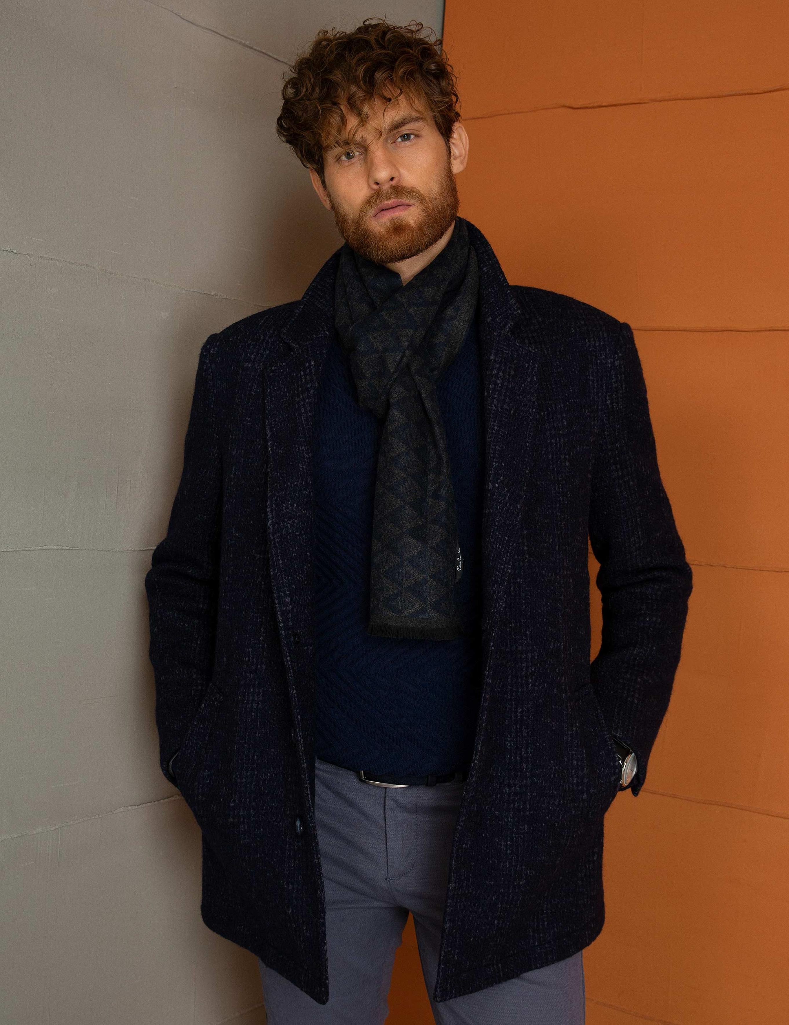 Lacivert Slim Fit Palto