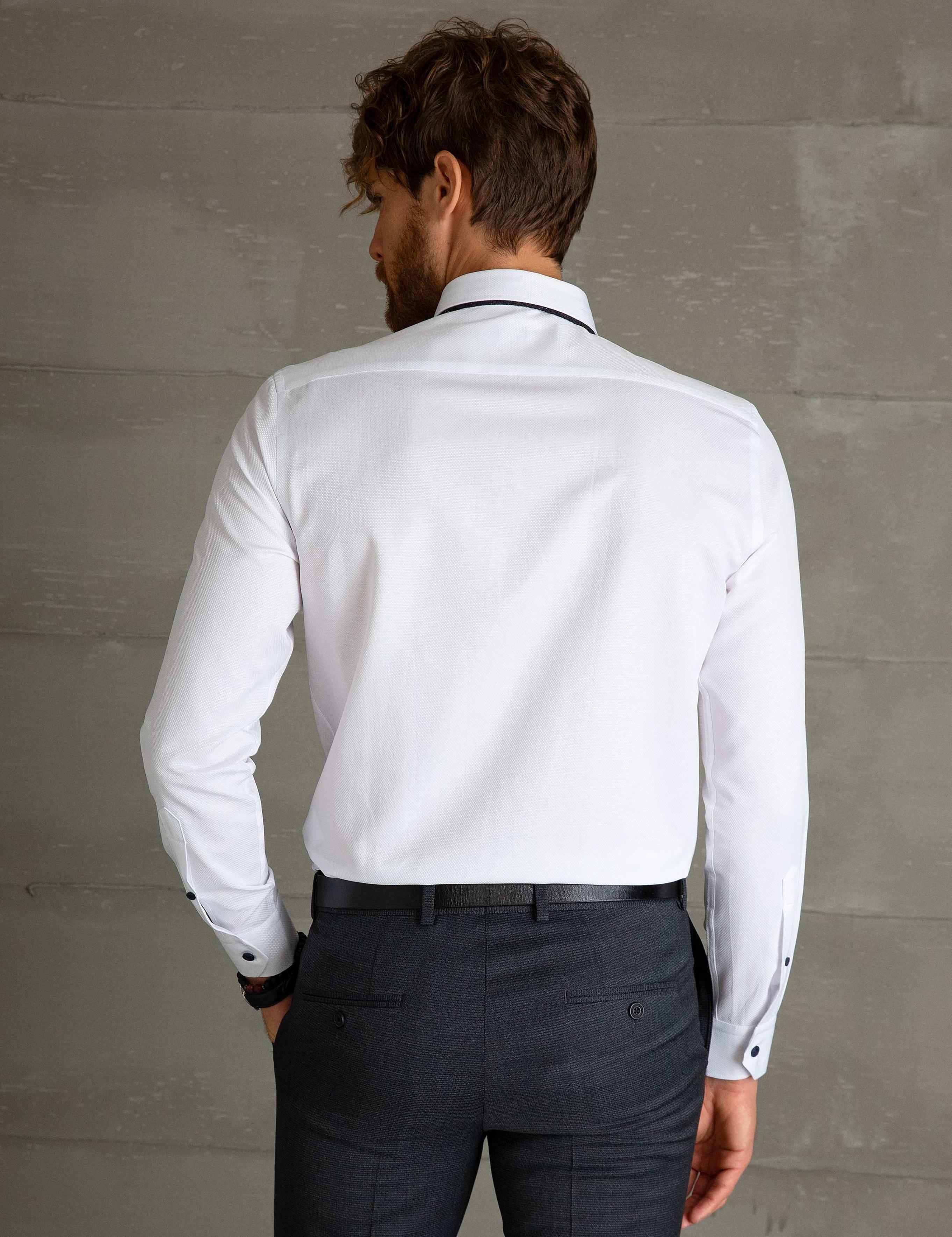 Beyaz Slim Fit Uzun Kollu Gömlek
