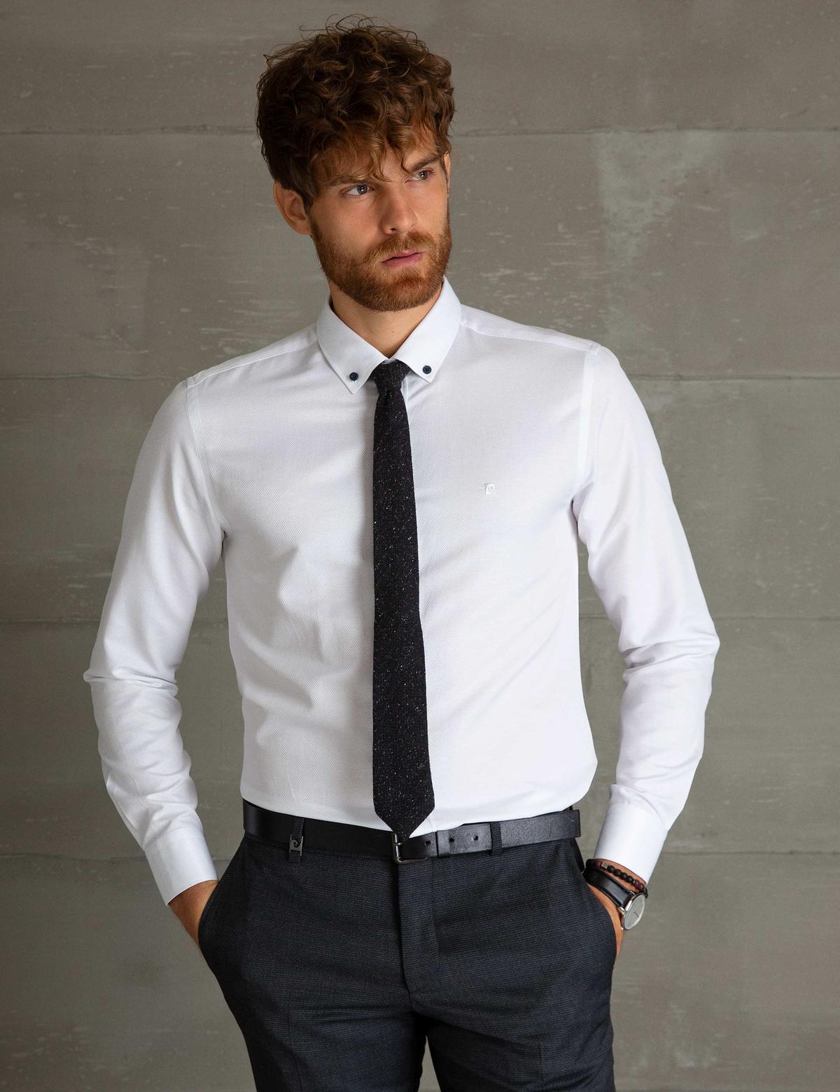 Beyaz Slim Fit Uzun Kollu Gömlek - 50194486019