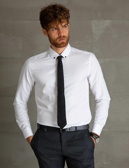 Beyaz Slim Fit Uzun Kollu Gömlek - 50194486019
