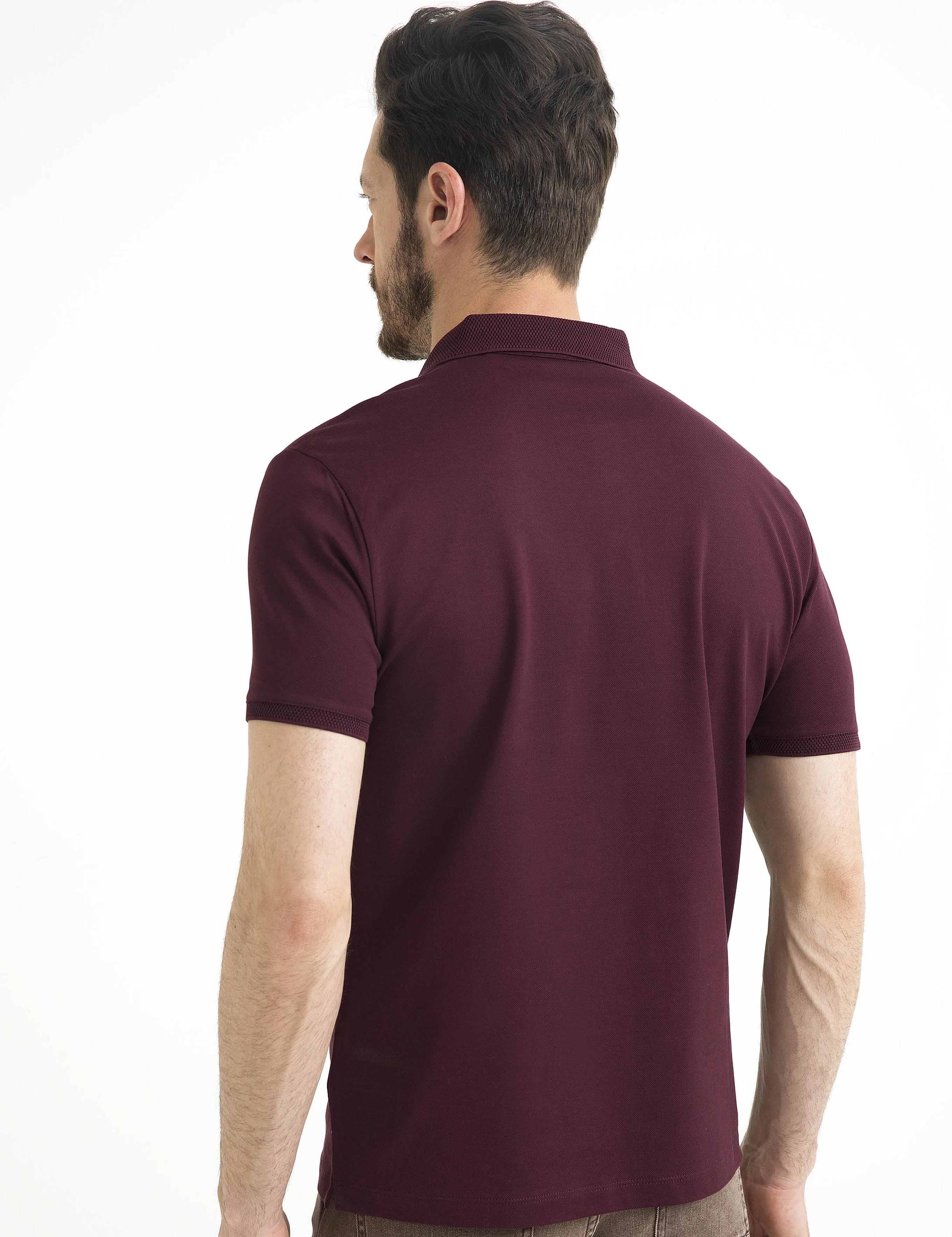 Bordo Slim Fit Polo Yaka Basic T-Shirt