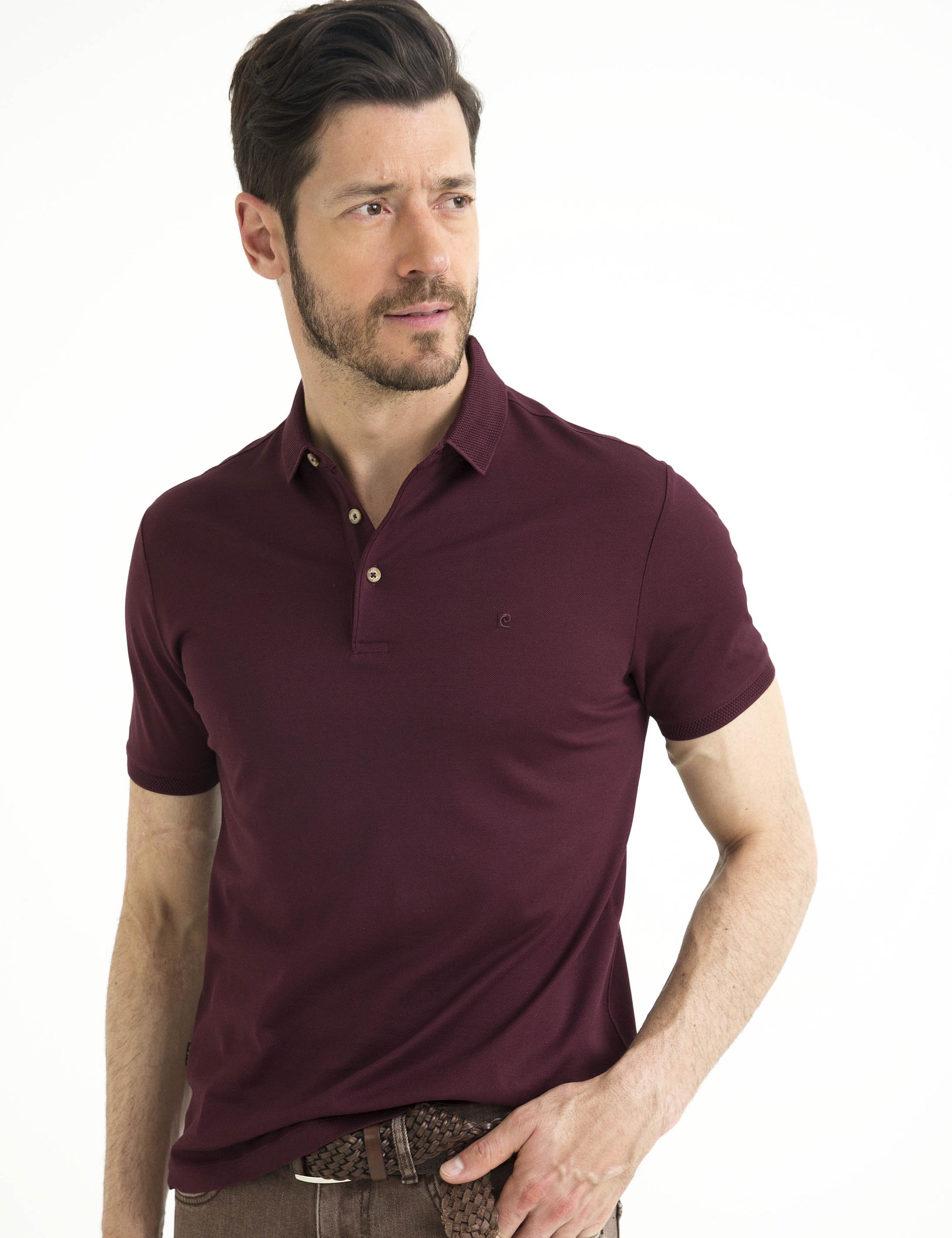 Bordo Slim Fit Polo Yaka Basic T-Shirt