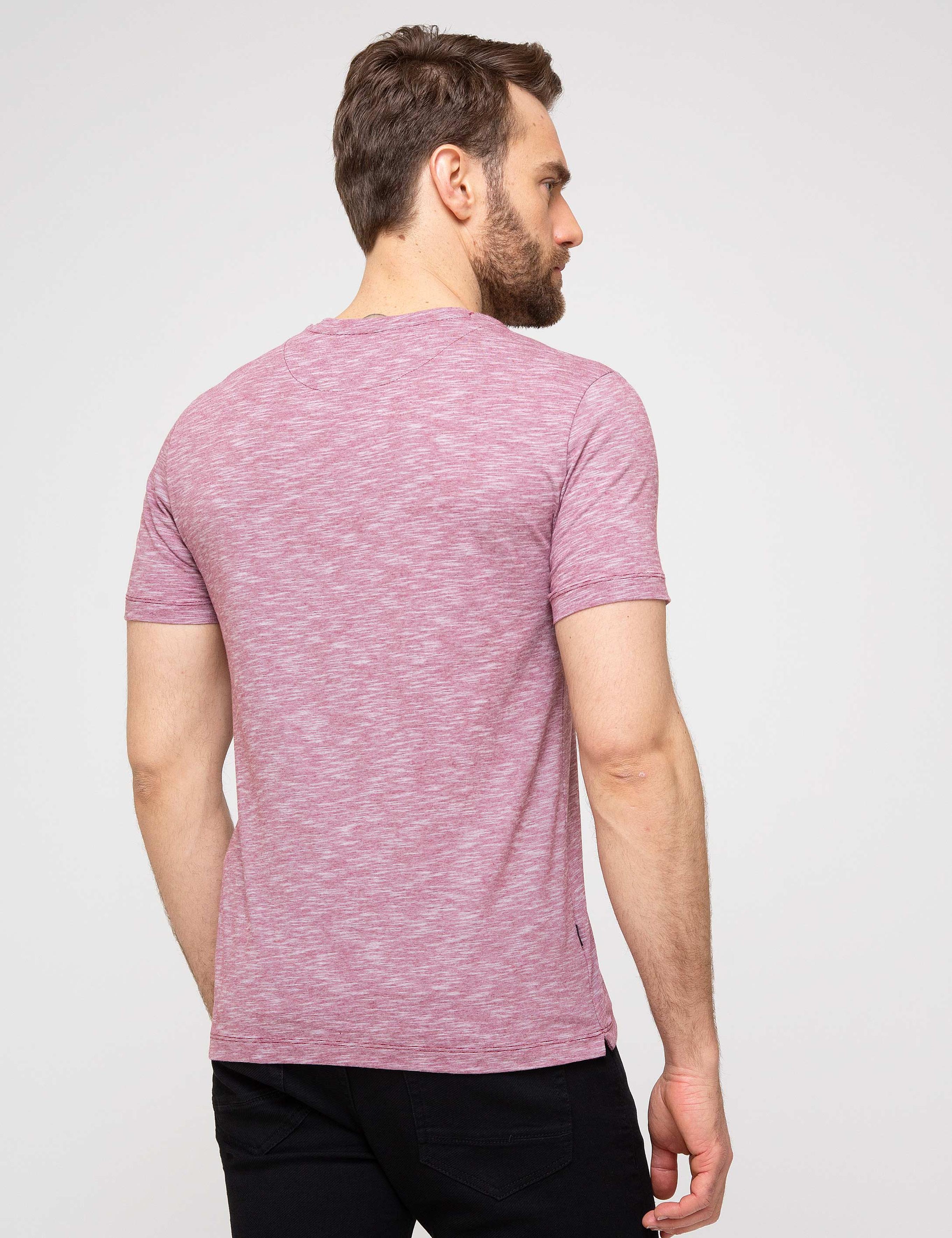 Bordo Slim Fit V Yaka T-Shirt