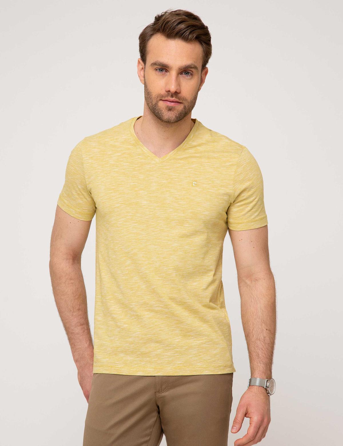 Sarı Slim Fit Basic Tişört - 50188634053